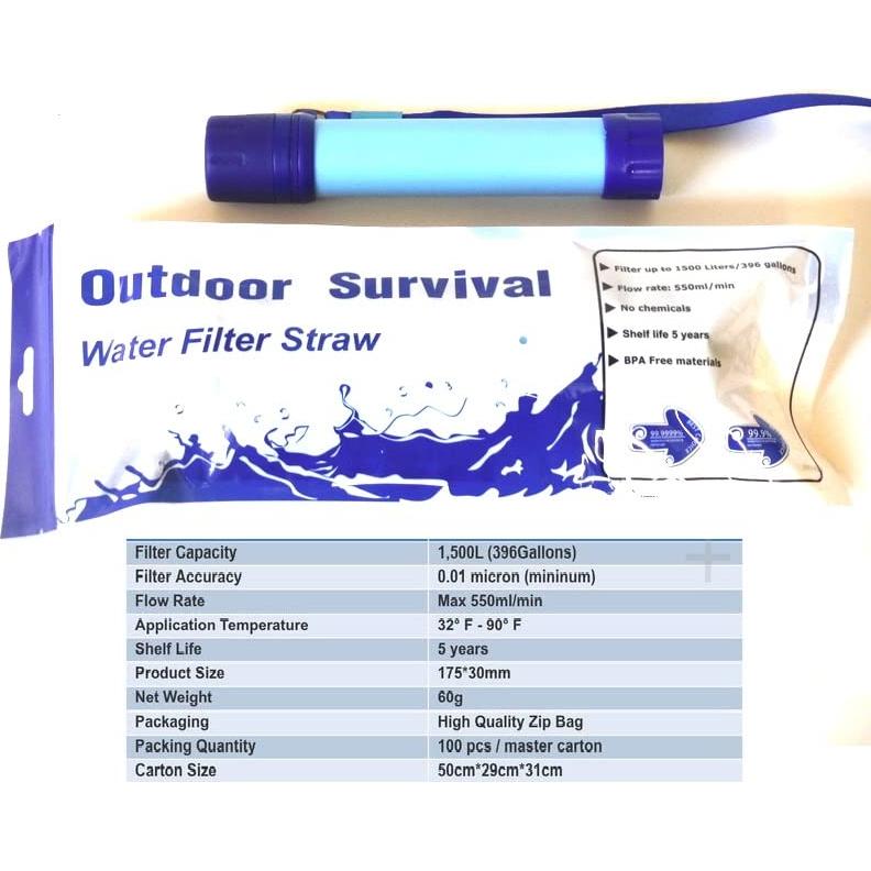 Filtro de Agua Portátil Galaxy con Pajilla 17.8 cm para Camping