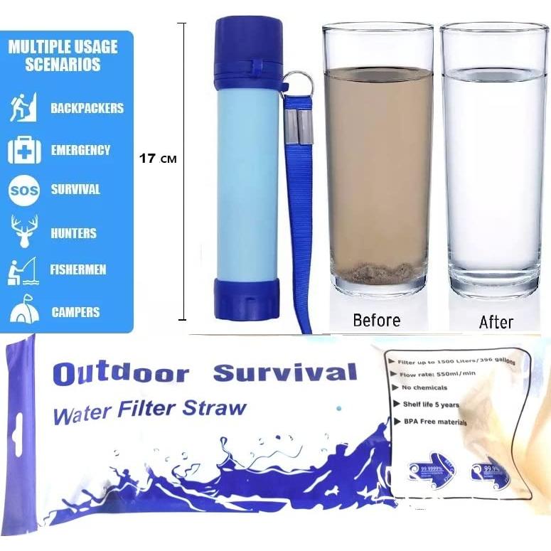 Filtro de Agua Portátil Galaxy con Pajilla 17.8 cm para Camping