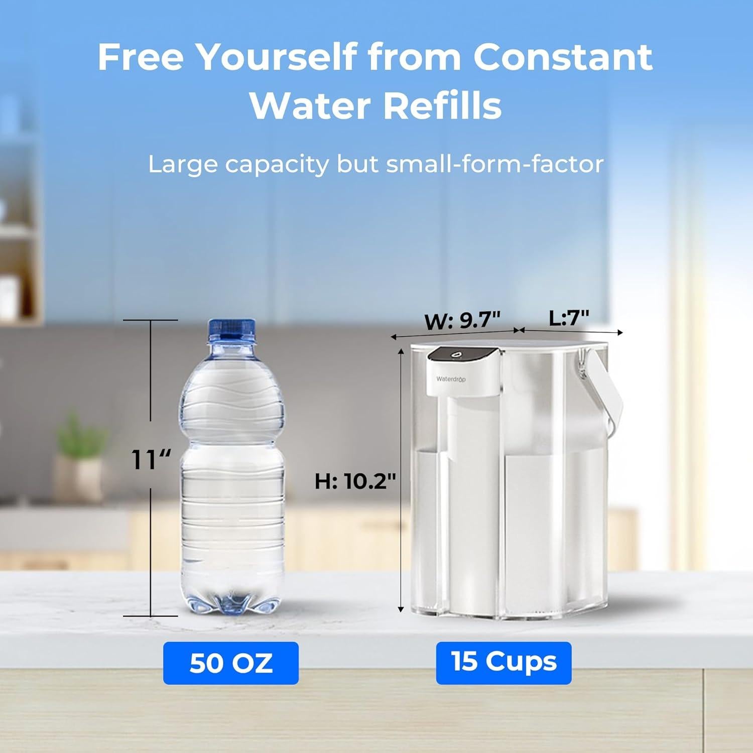 Jarra de Filtro de Agua Eléctrica Waterdrop para Cloramina