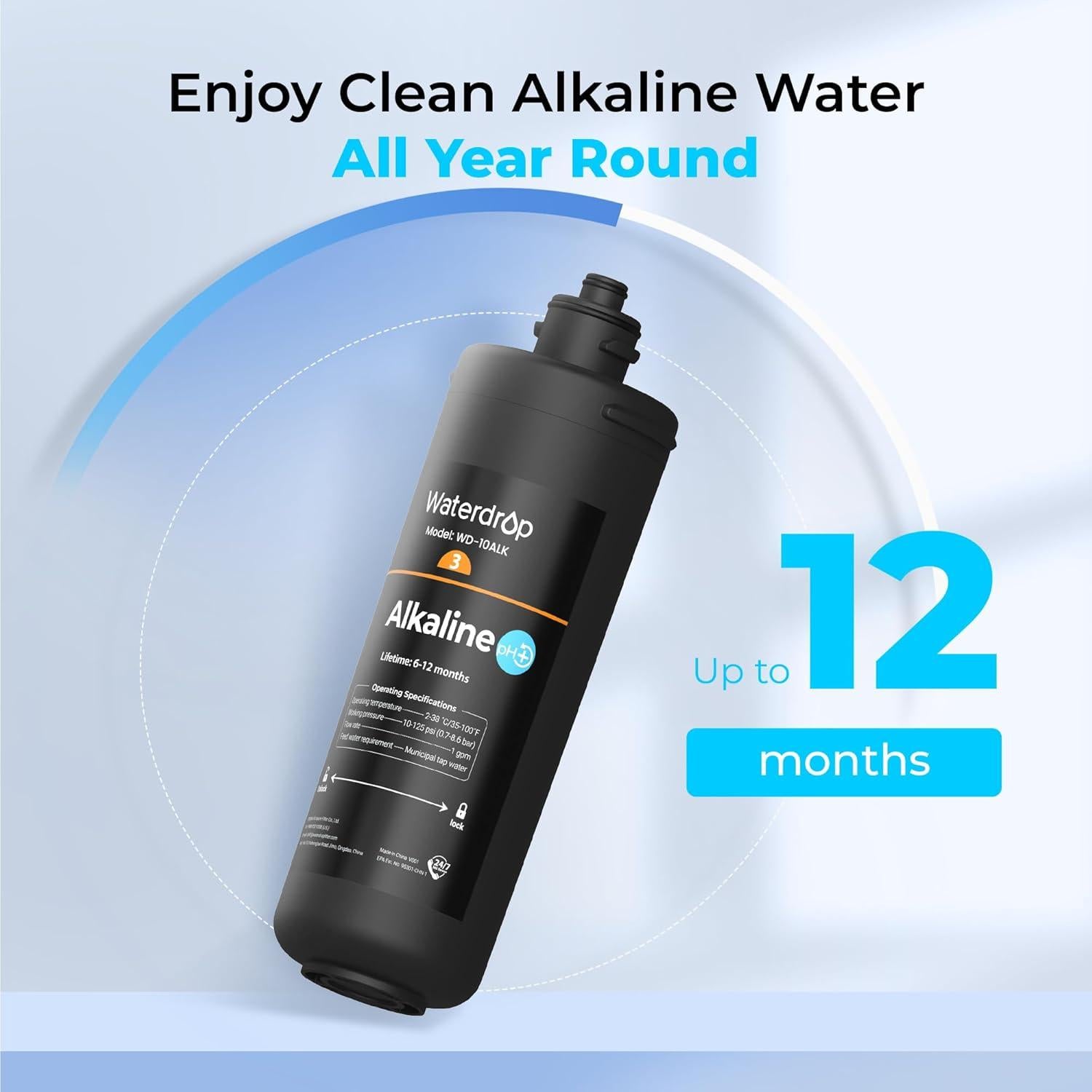 Filtro de agua alcalino Waterdrop WD-10ALK para fregadero