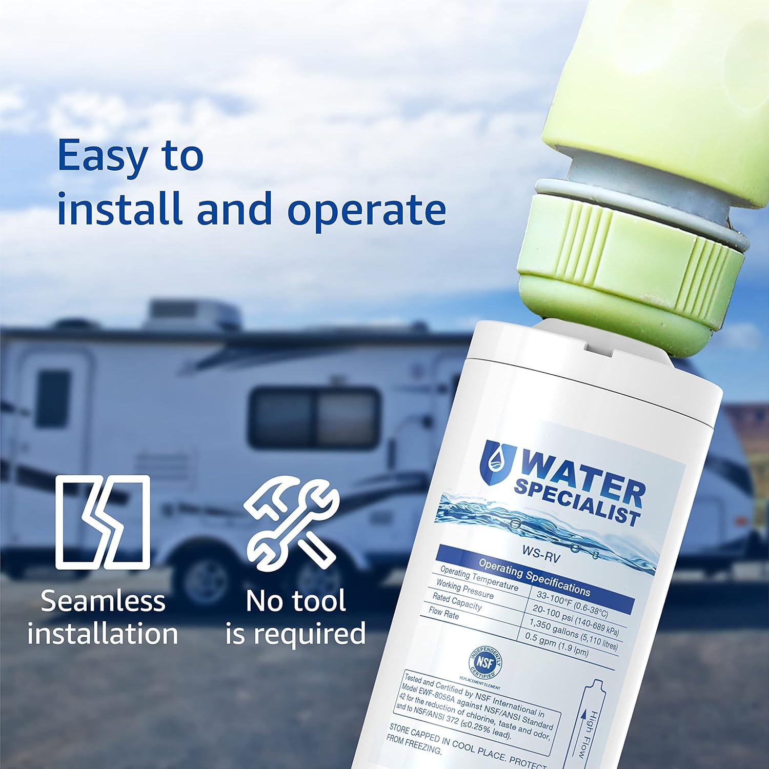 Filtro de Agua Inline Waterspecialist WS-RV+S, Certificado NSF, Reduce Cloro y Sedimentos