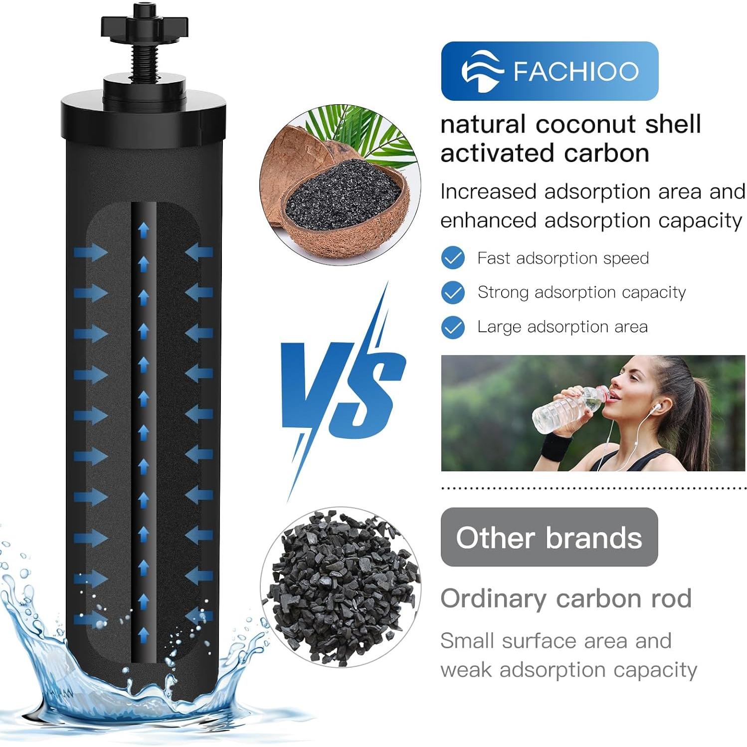 Filtros de Agua FACHIOO BB9-2, Carbono Activado, Paquete de 2