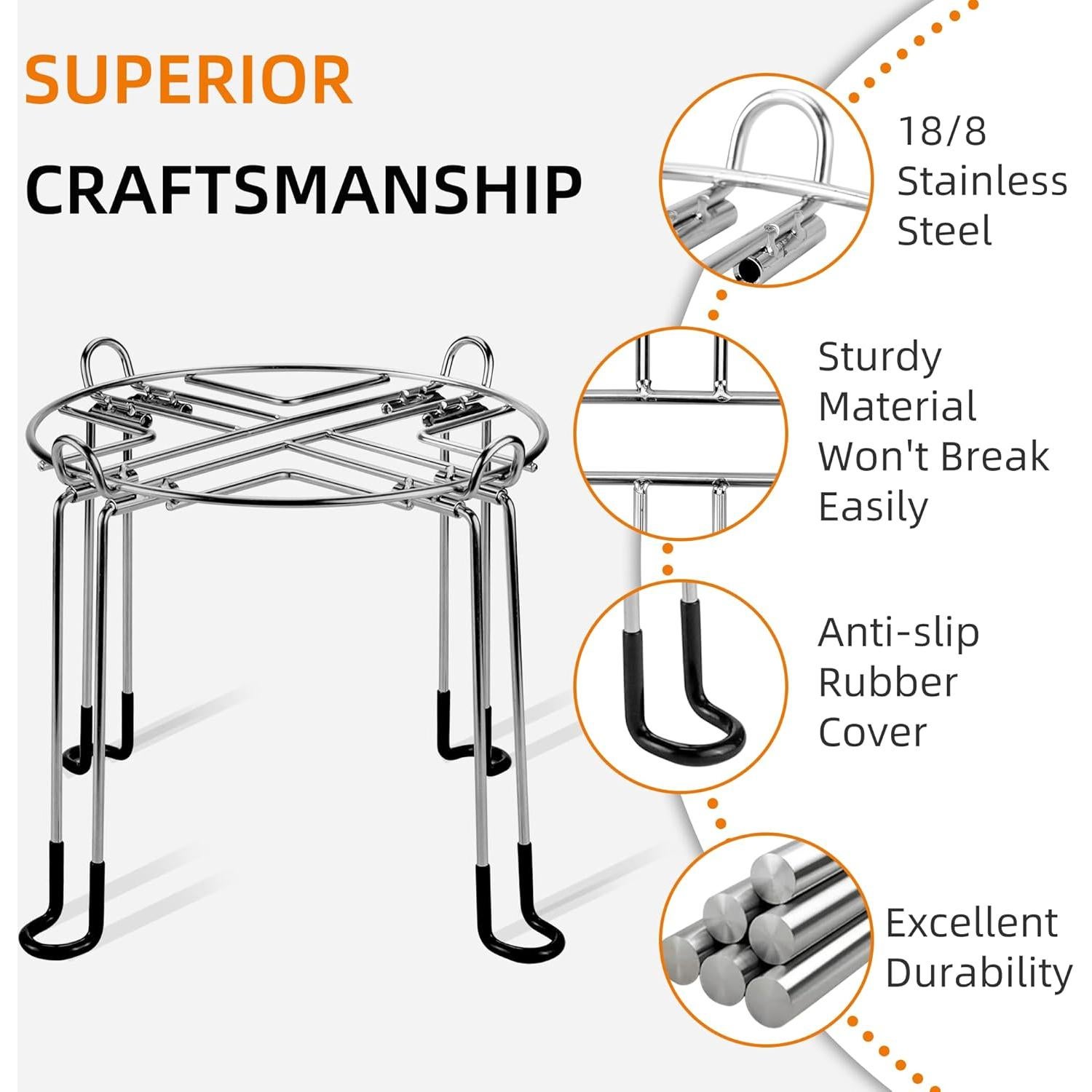Extra Tall 8" Stainless Steel Gravity-fed Water Filter Stand with Rubber Non-Slip Feet 9" Diameter Stand Compatible with Most Medium Size Gravity-fed Water System Gravity Tanks