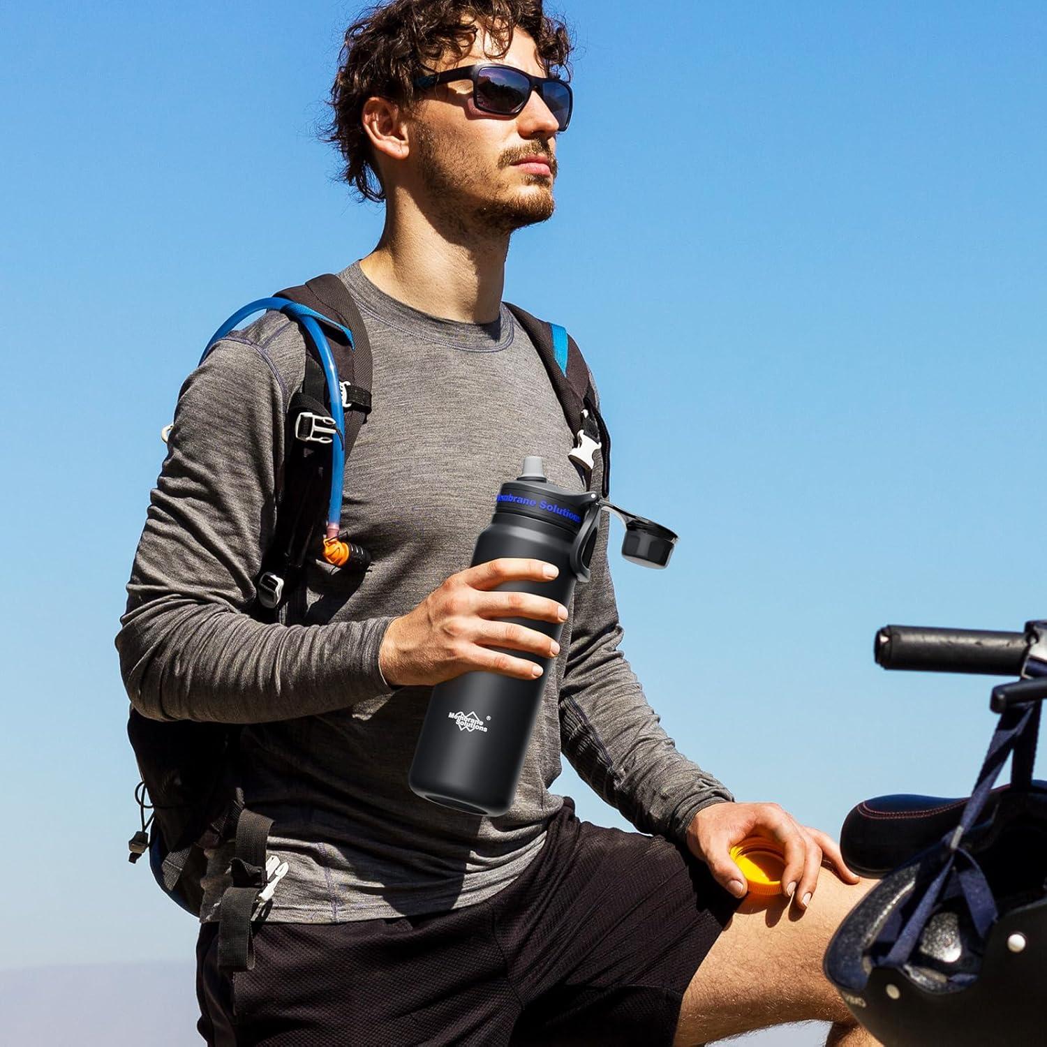 Botella de Agua Filtrada Membrane Solutions C3 32oz Acero Inoxidable