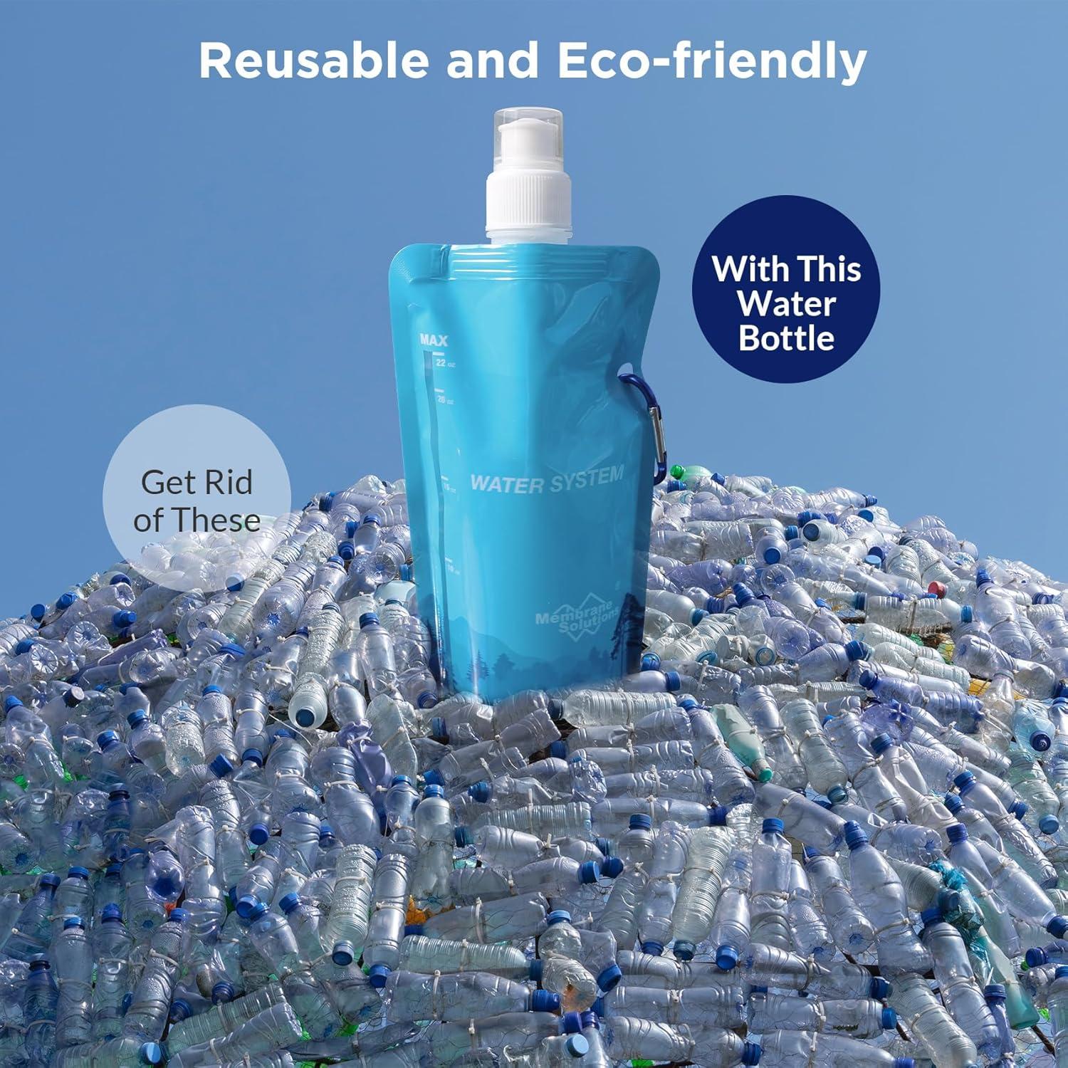 Botella de Agua Plegable Membrane Solutions 680ml con Filtro