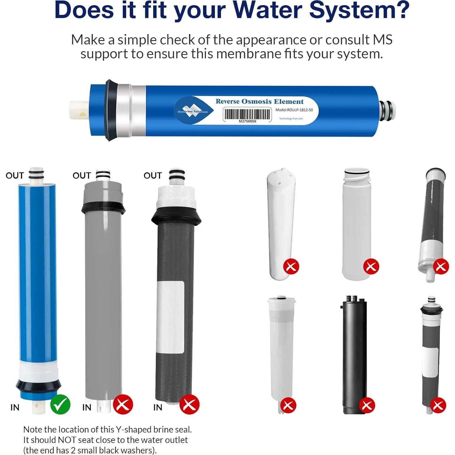 Membrana de Ósmosis Inversa Membrane Solutions 50 GPD 1 Unidad