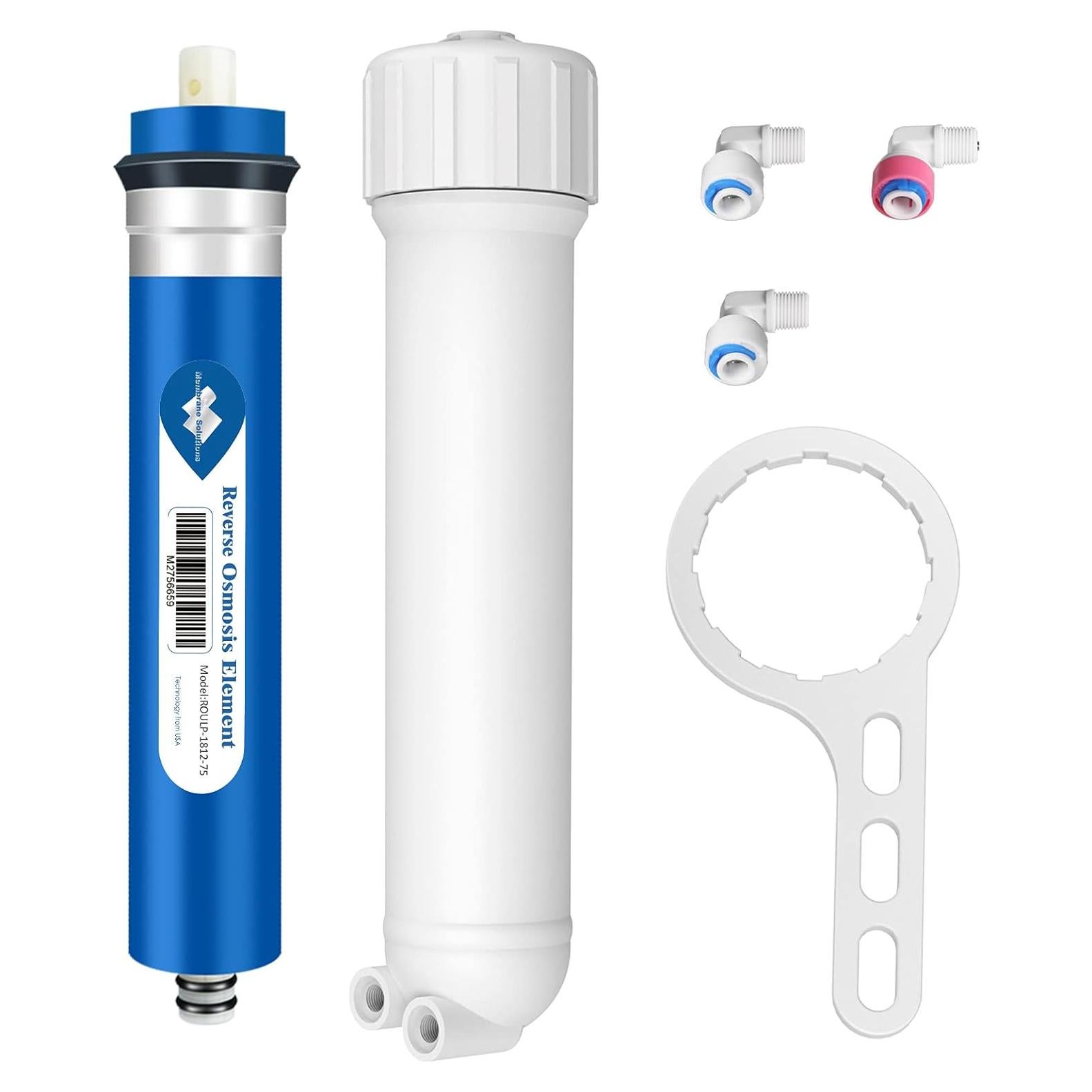 Membrana RO 75 GPD Membrane Solutions con Carcasa y Conectores