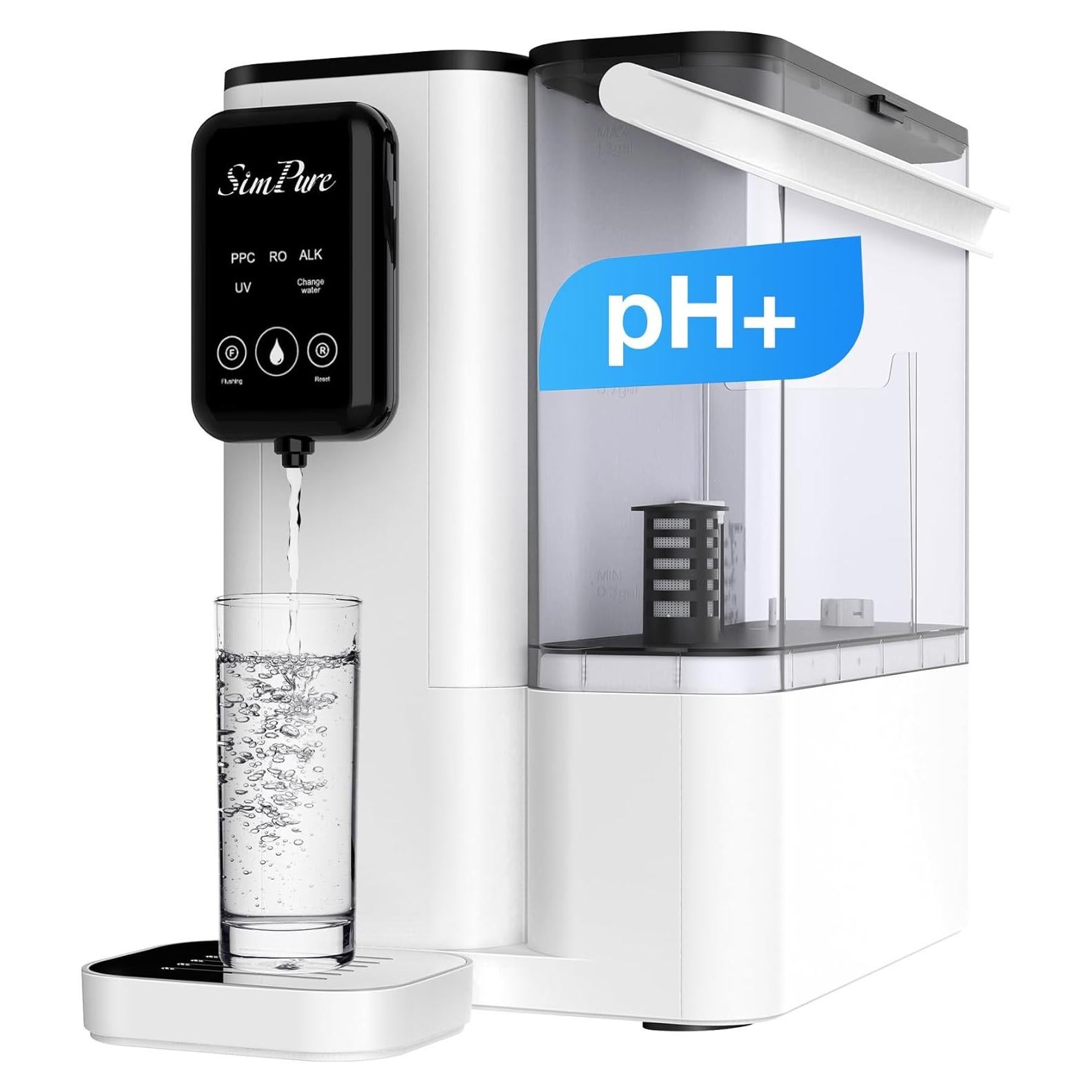 SimPure Y9A UV Countertop Reverse Osmosis Water Filter, Alkaline Remineralization 300 GPD 6 Stage Purification, RO Water Filtration System, Super Fast Filtering Portable Water Purifier