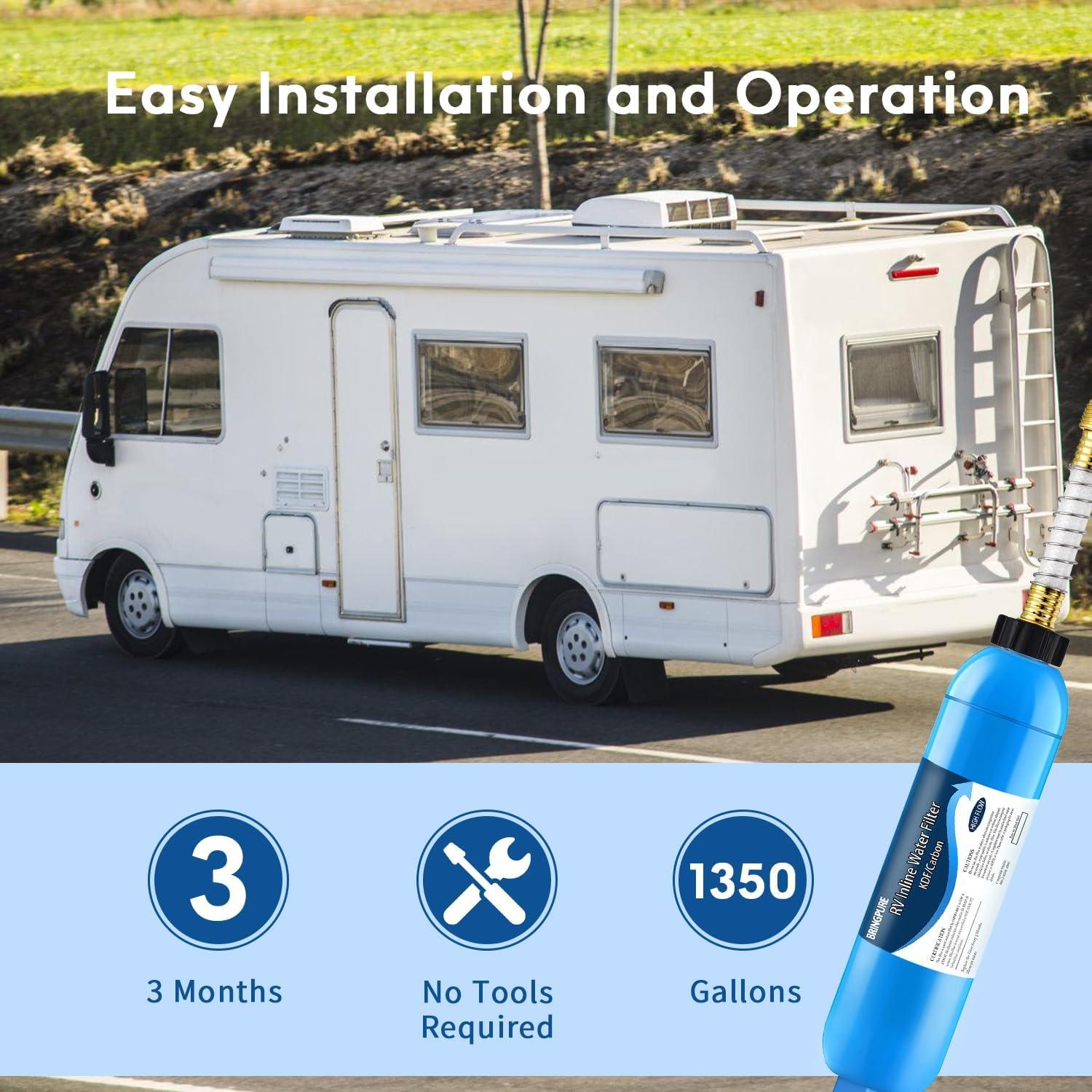 Filtro de Agua Inline Bringpure para RV - Paquete de 2, Certificado NSF