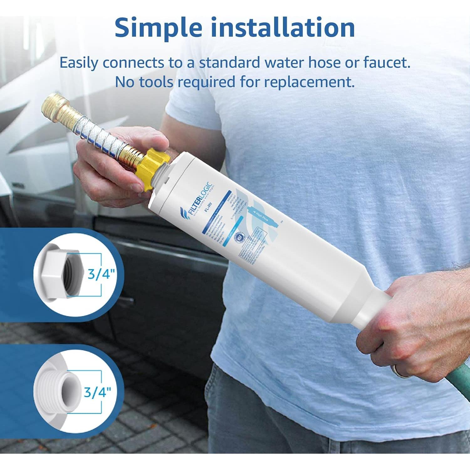 Filtro de agua en línea Filterlogic FL-RV2+S con protector