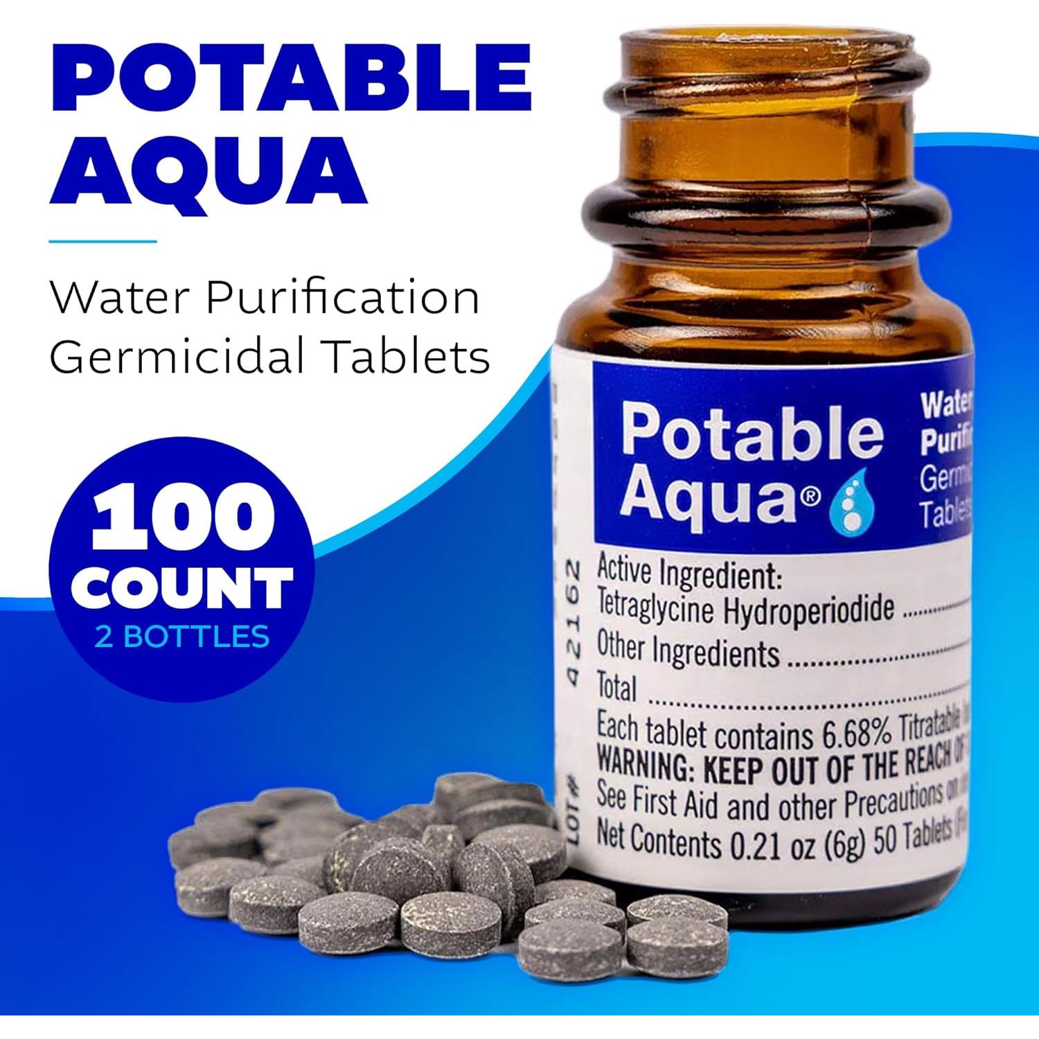 Tabletas de Purificación de Agua Potable Aqua - 100 Tabletass