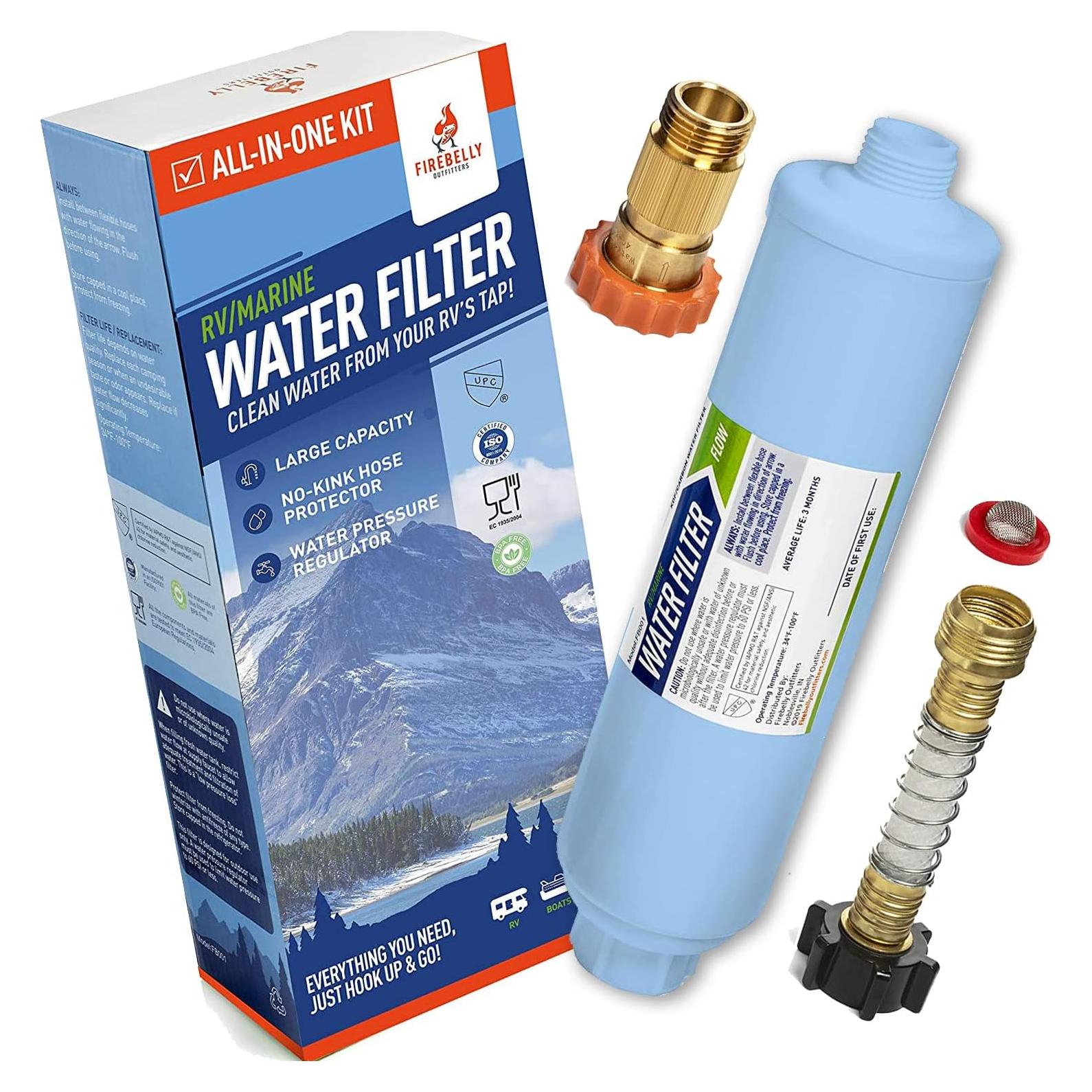Kit de Filtro de Agua y Regulador Firebelly para RV - 1 Unidad