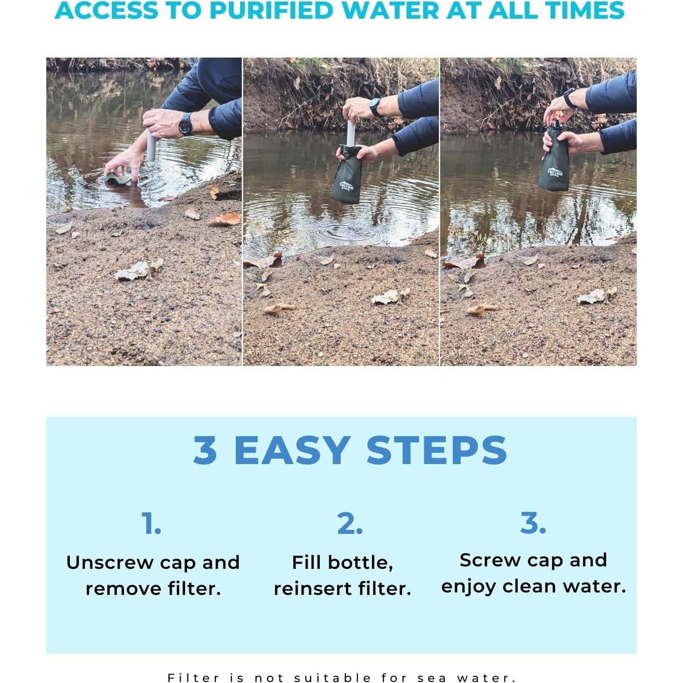 Botella Filtrante Tactiko 740ml - Filtro de Carbón Activado