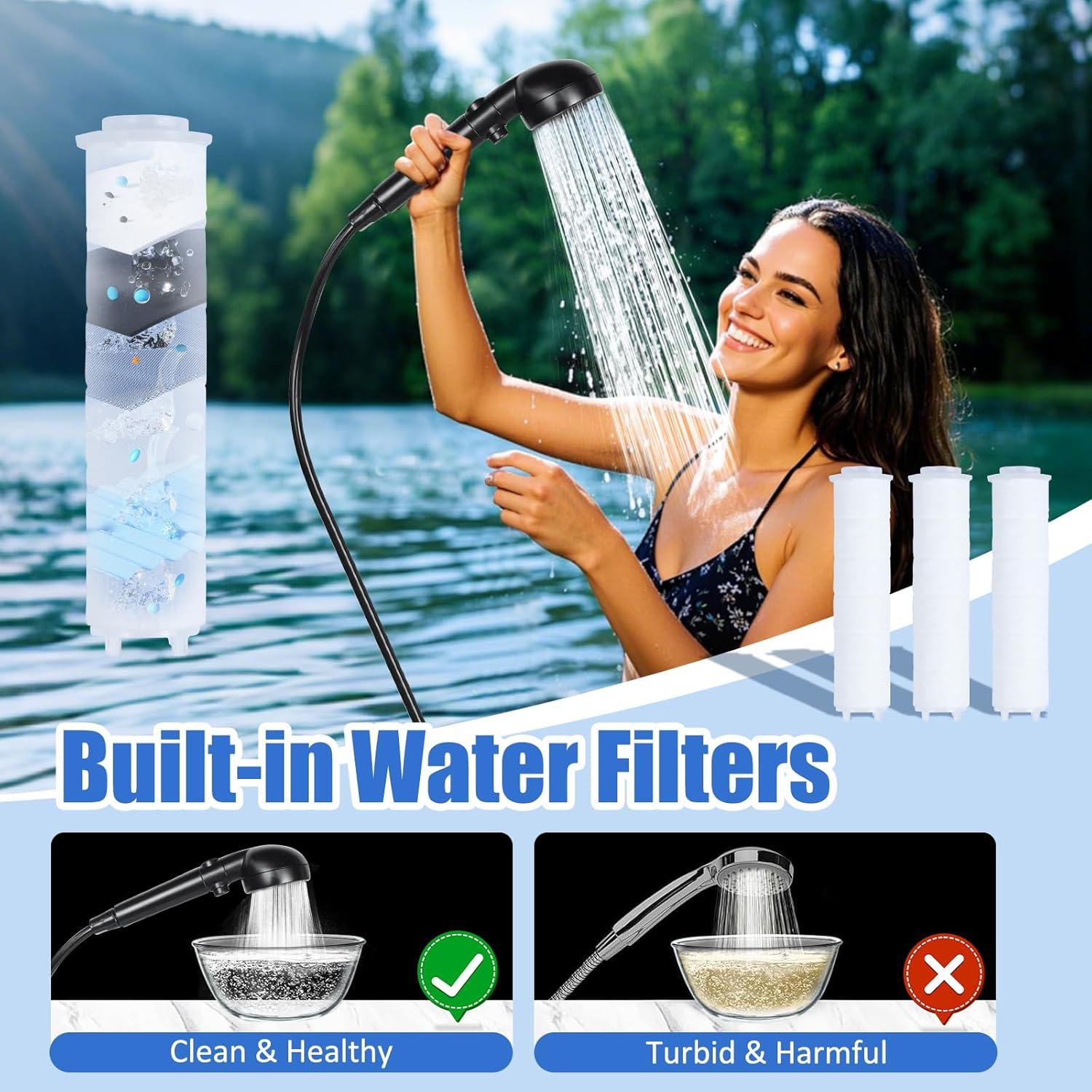 Ducha Portátil de Camping Ayamaya 6000mAh con Cabezal Filtrado