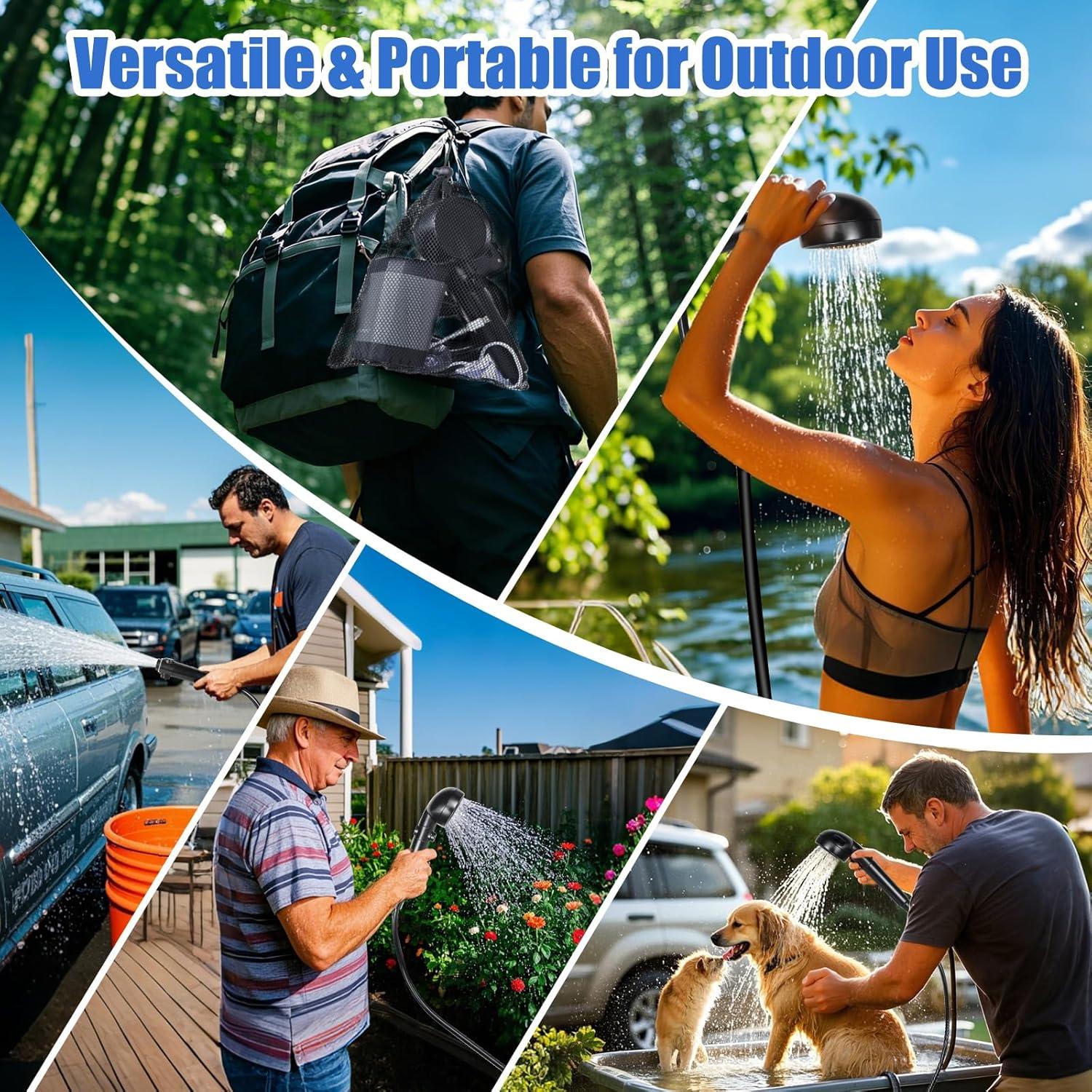 Ducha Portátil de Camping Ayamaya 6000mAh con Cabezal Filtrado