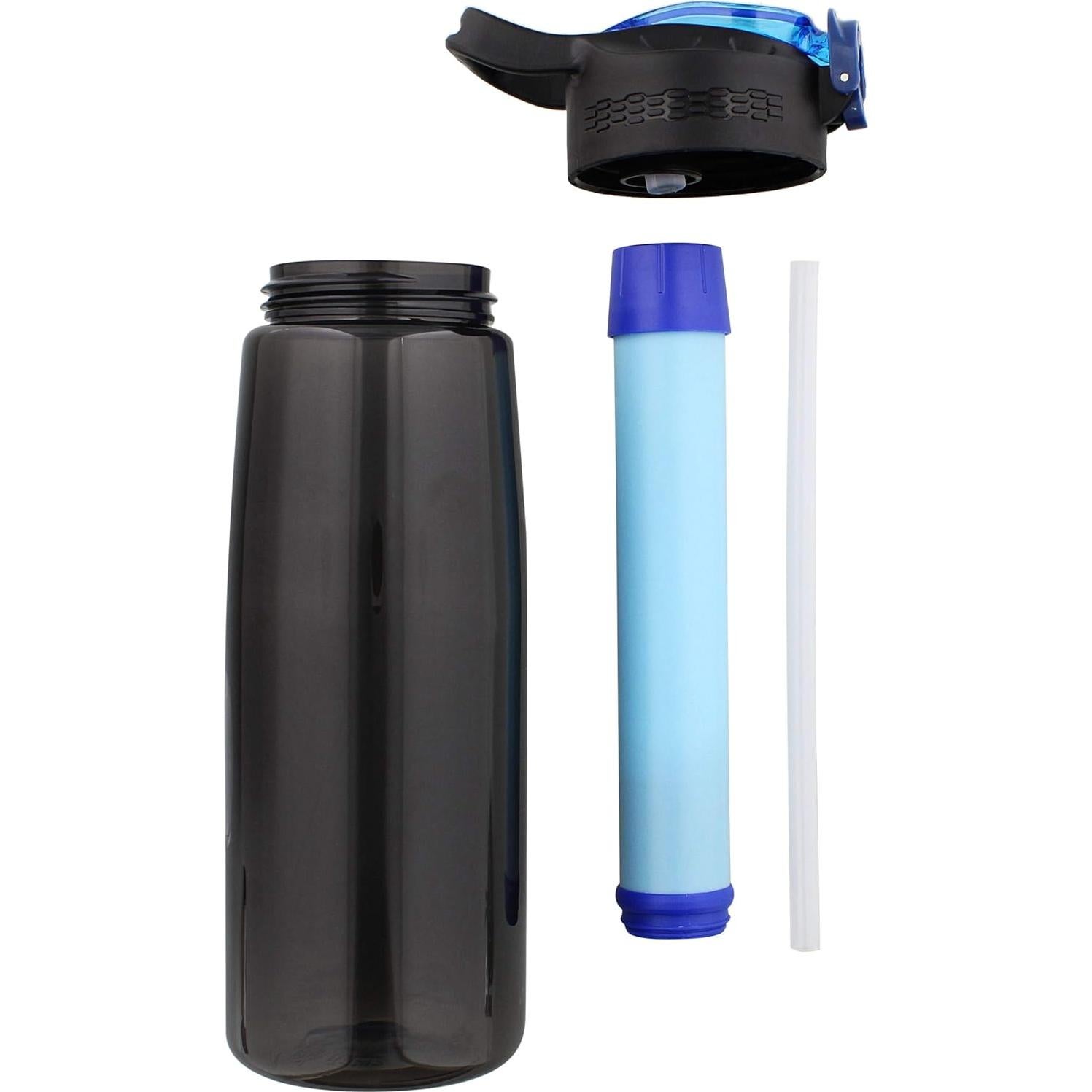 Botella de Filtro de Agua SDS 1500ml Negra para Camping