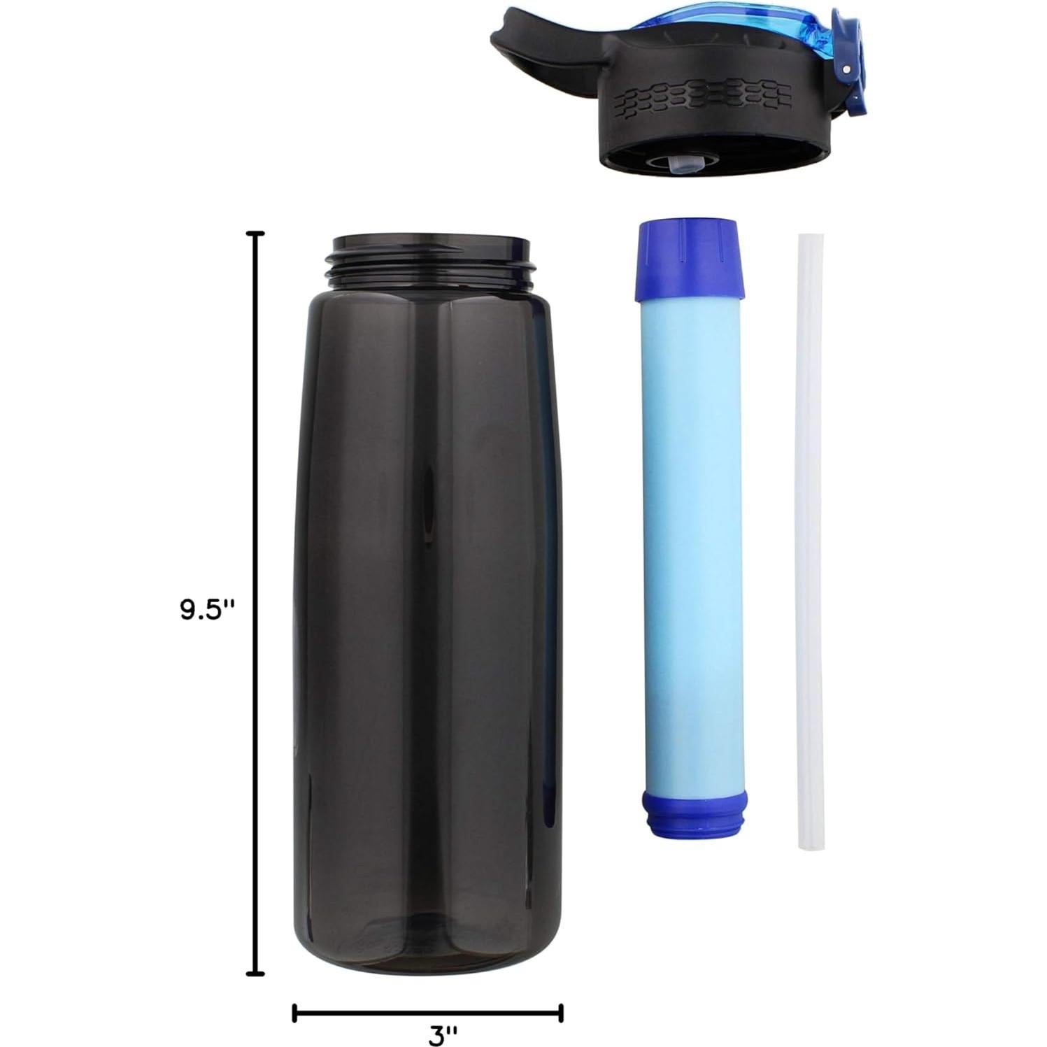Botella de Filtro de Agua SDS 1500ml Negra para Camping