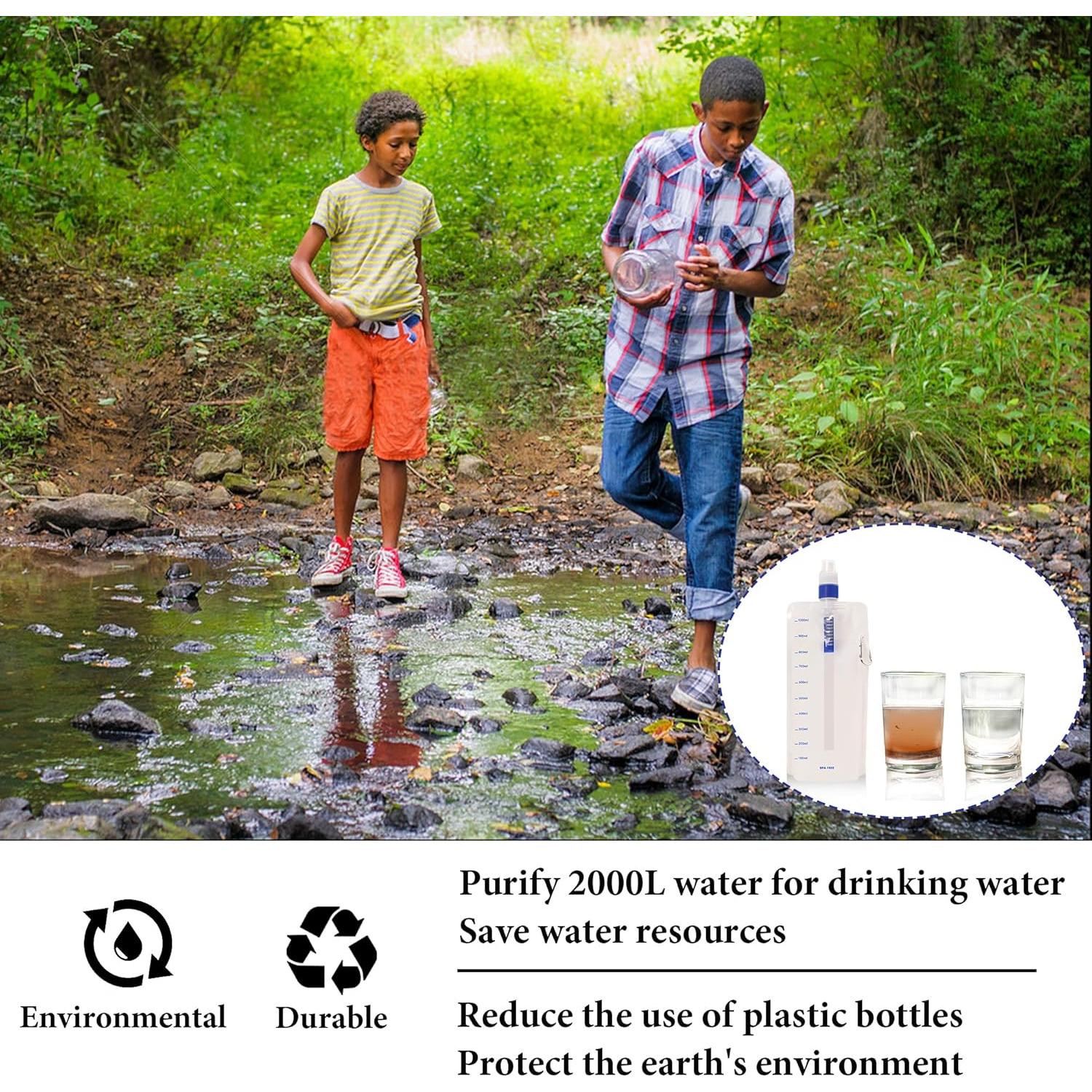 Filtro de Agua Plegable 1L SISKEYCOOC para Camping y Senderismo