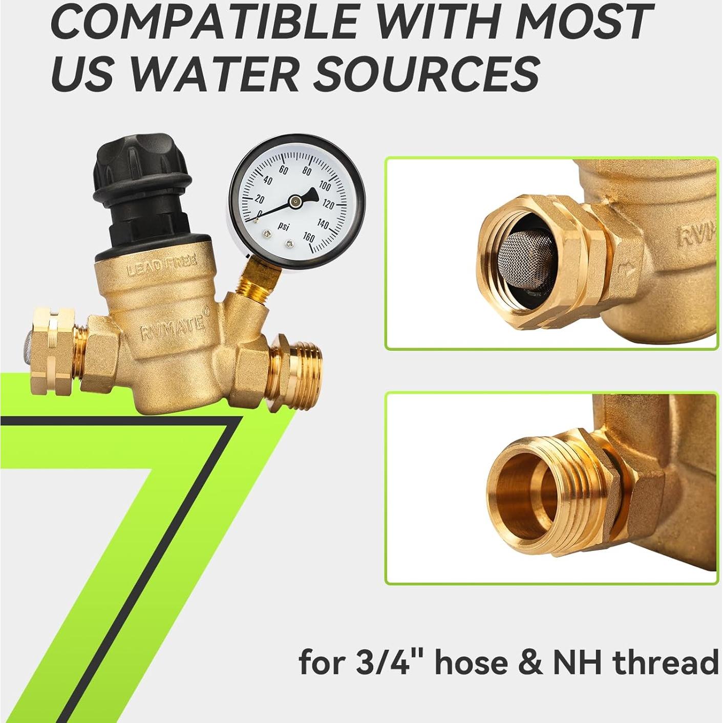 Regulador de Presión de Agua RVMATE Ajustable para RV