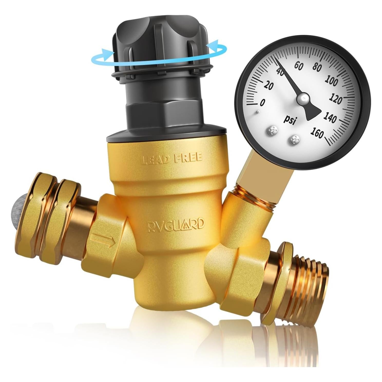 Válvula Reguladora de Presión de Agua RVGUARD 0.65kg con Manómetro