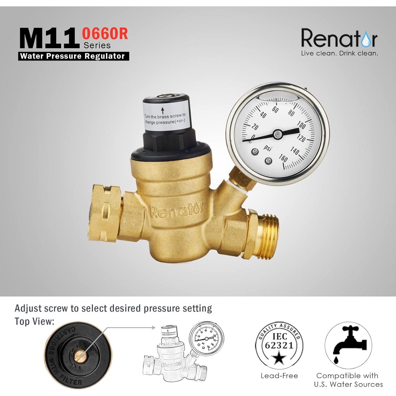 Regulador de Presión de Agua Renator M11-0660R Ajustable