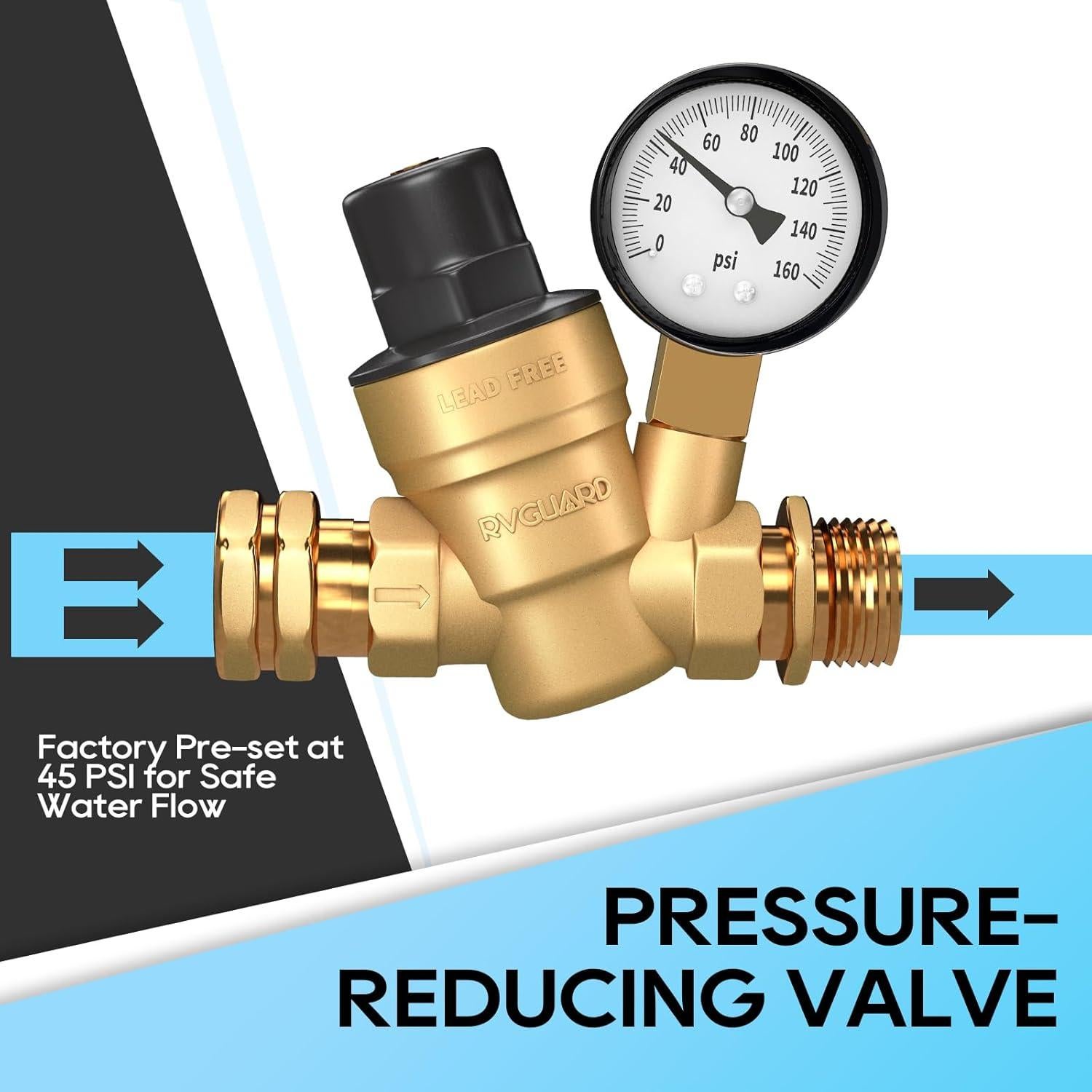 Regulador de Presión de Agua RVGUARD Ajustable 0.65 kg