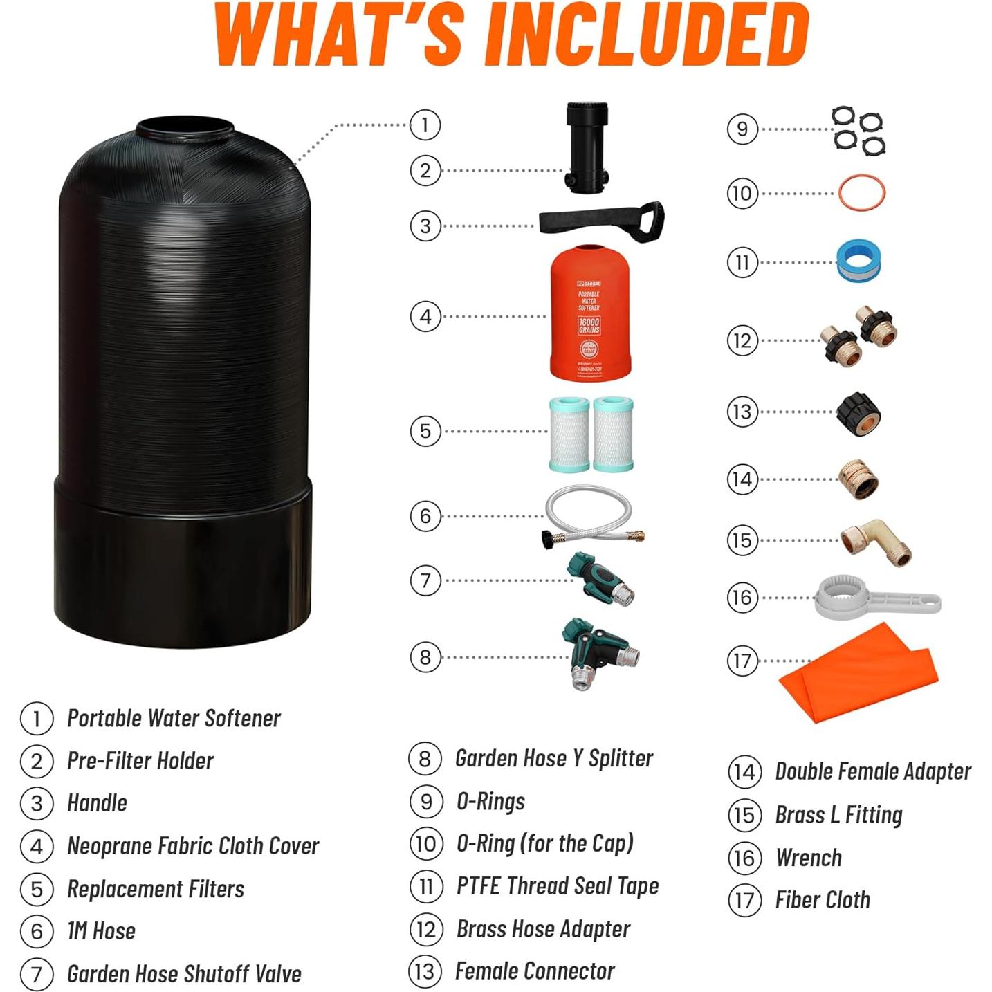 Ablandador de Agua Portátil NPGLOBAL WS-8000 - 16,000 Granos