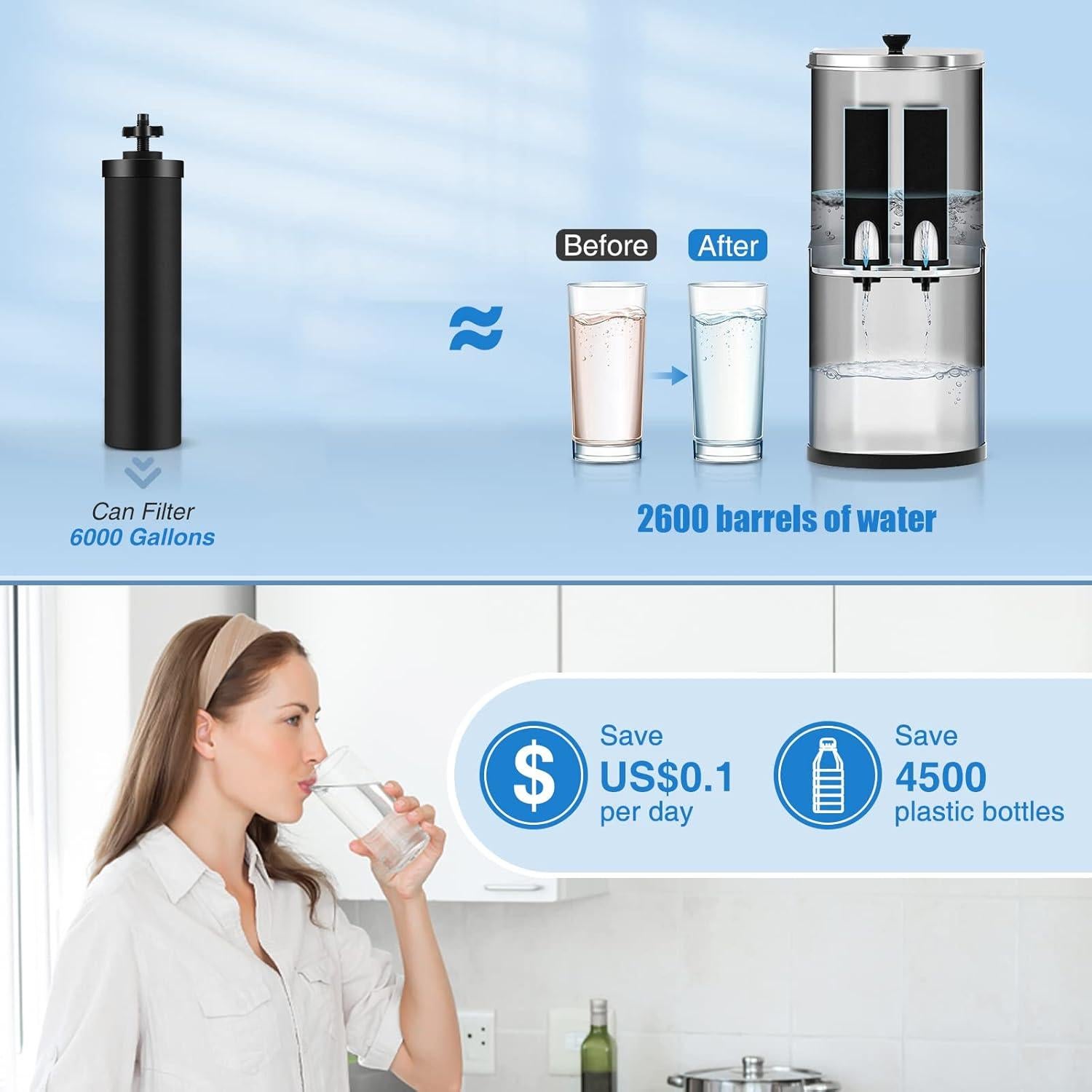 Filtro de Agua Berkey BB9-2 Reemplazo 2 Unidades 3000L