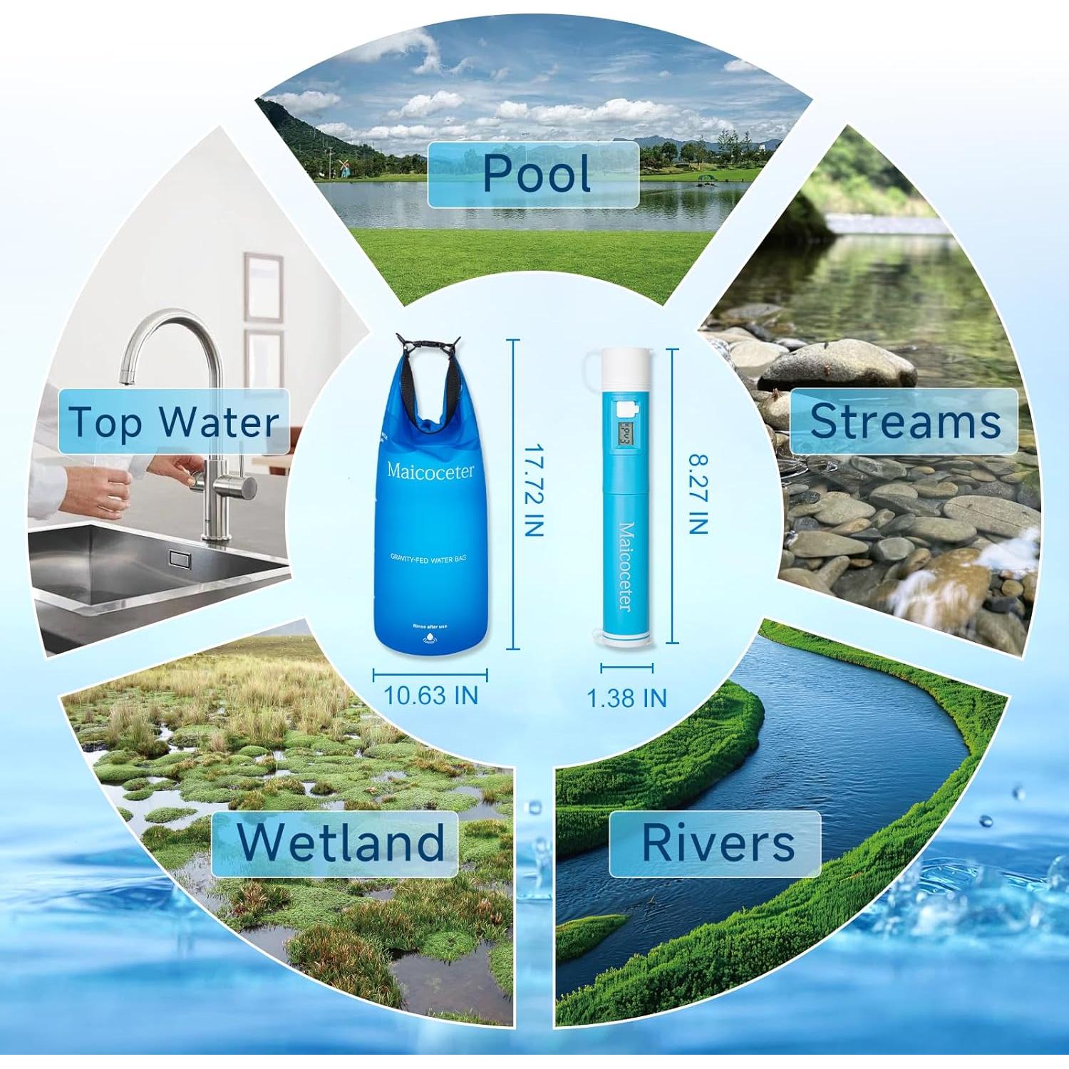 Filtro de Agua por Gravedad Maicoceter 2 Galones con Pantalla LED