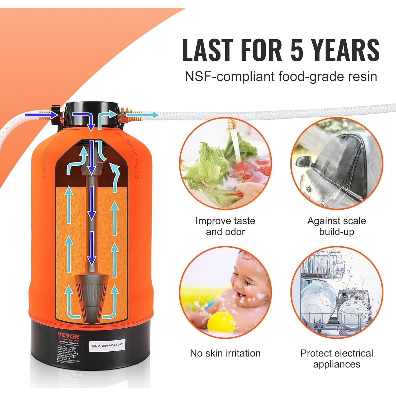 Suavizador de Agua VEVOR 16,000 Granos Portátil para RV