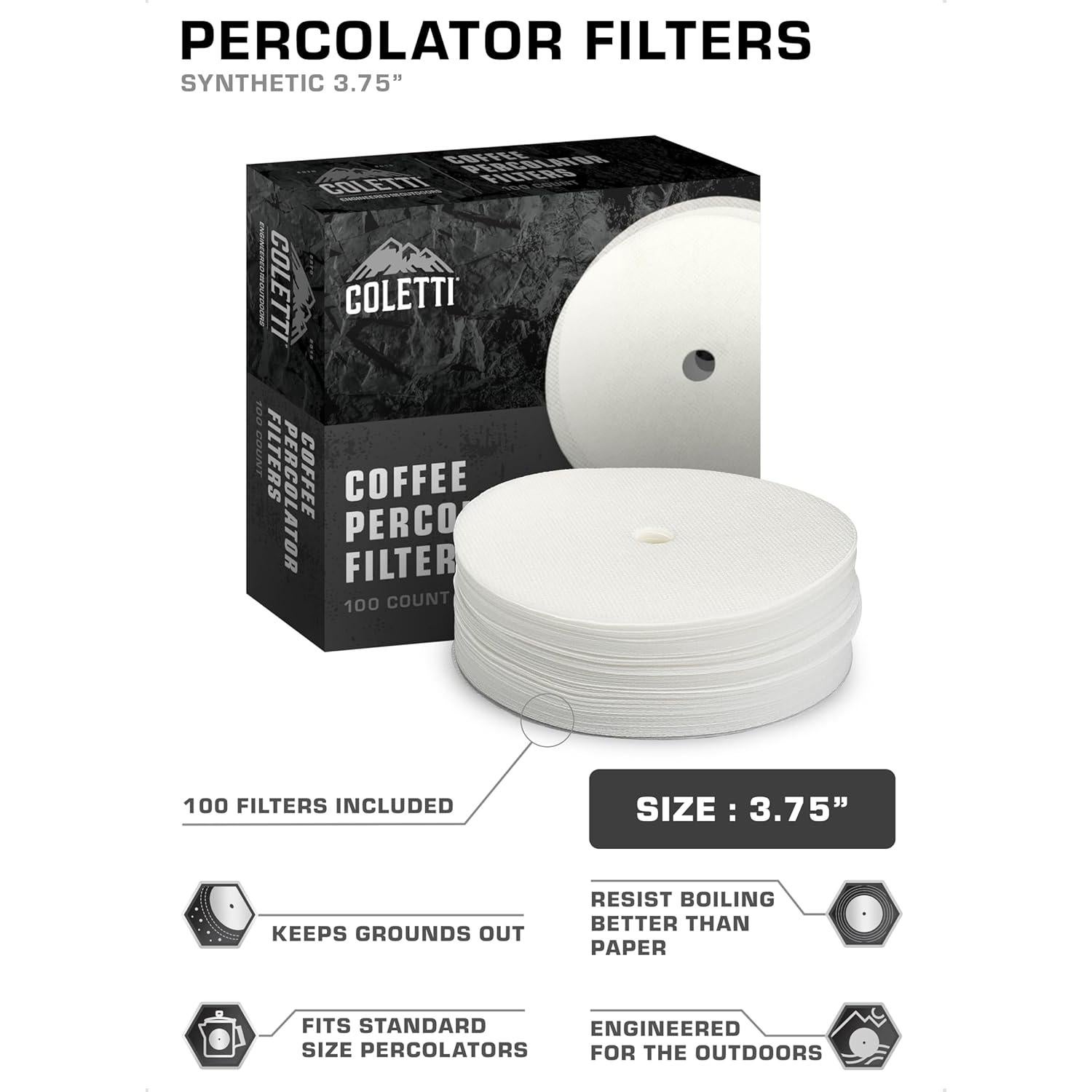 Filtros de café COLETTI Bozeman - Disco Sintético 9.53 cm - 100 Unidades