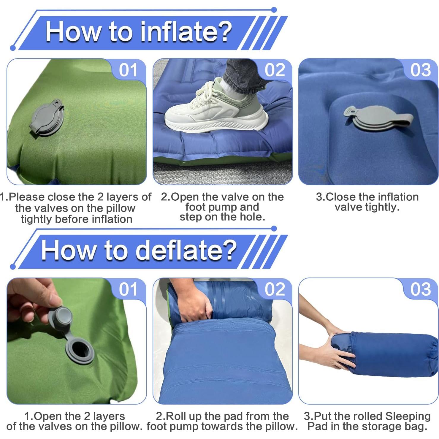 Colchón Doble Autoinflable Wusrop 200x140 cm 5 cm Grueso