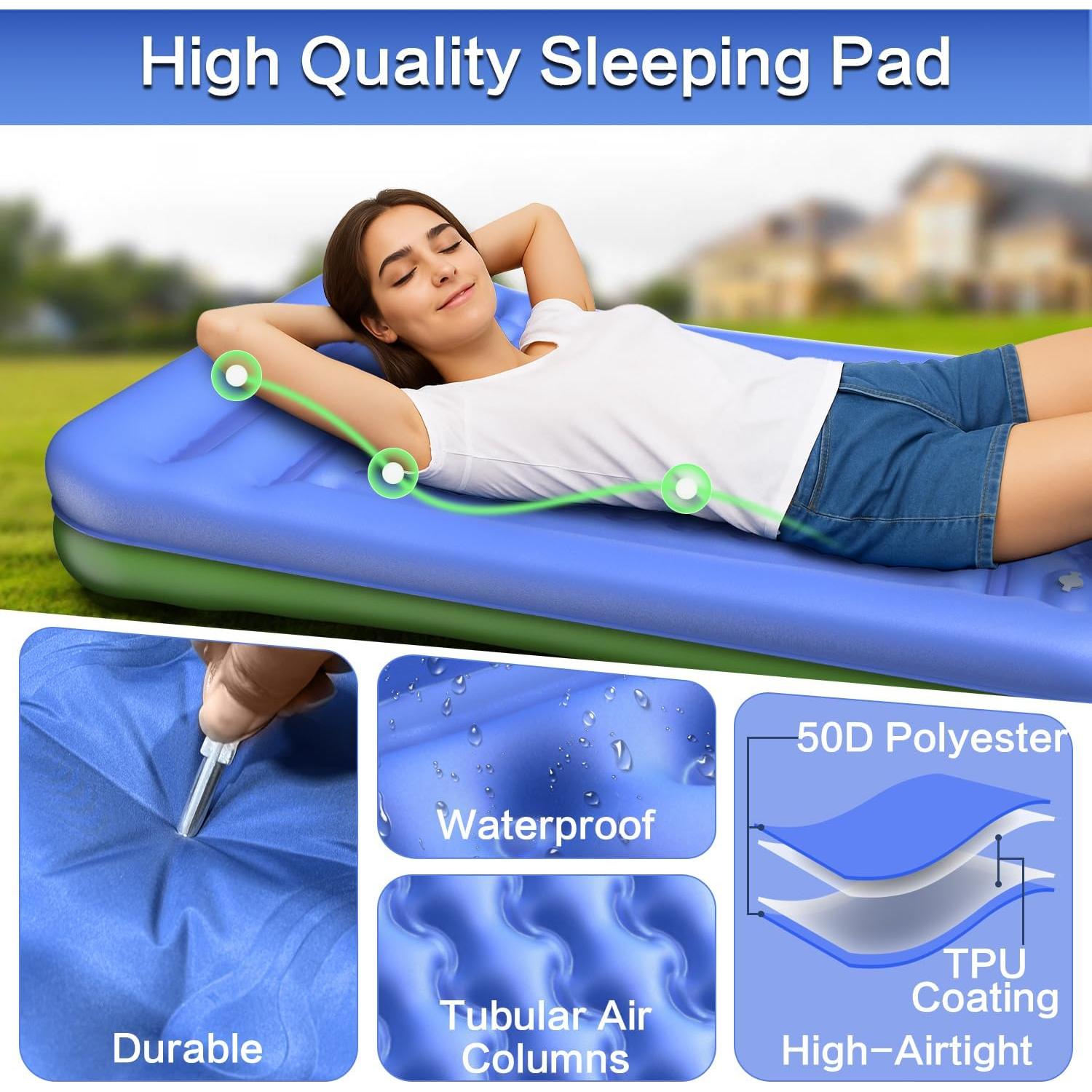 Colchón Doble Autoinflable Wusrop 200x140 cm 5 cm Grueso