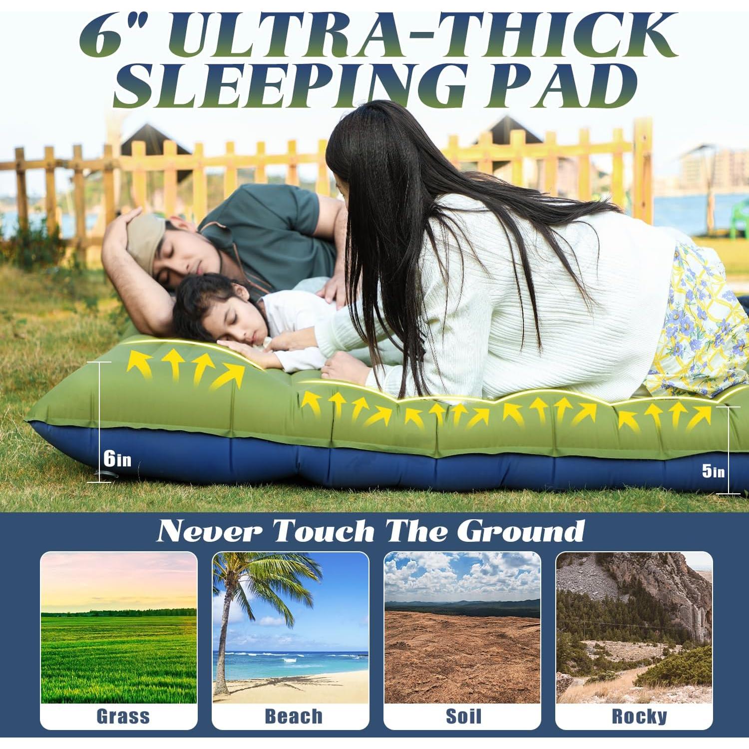 Colchón Doble Inflable Myxslop 191x69 cm con Almohada y Bomba