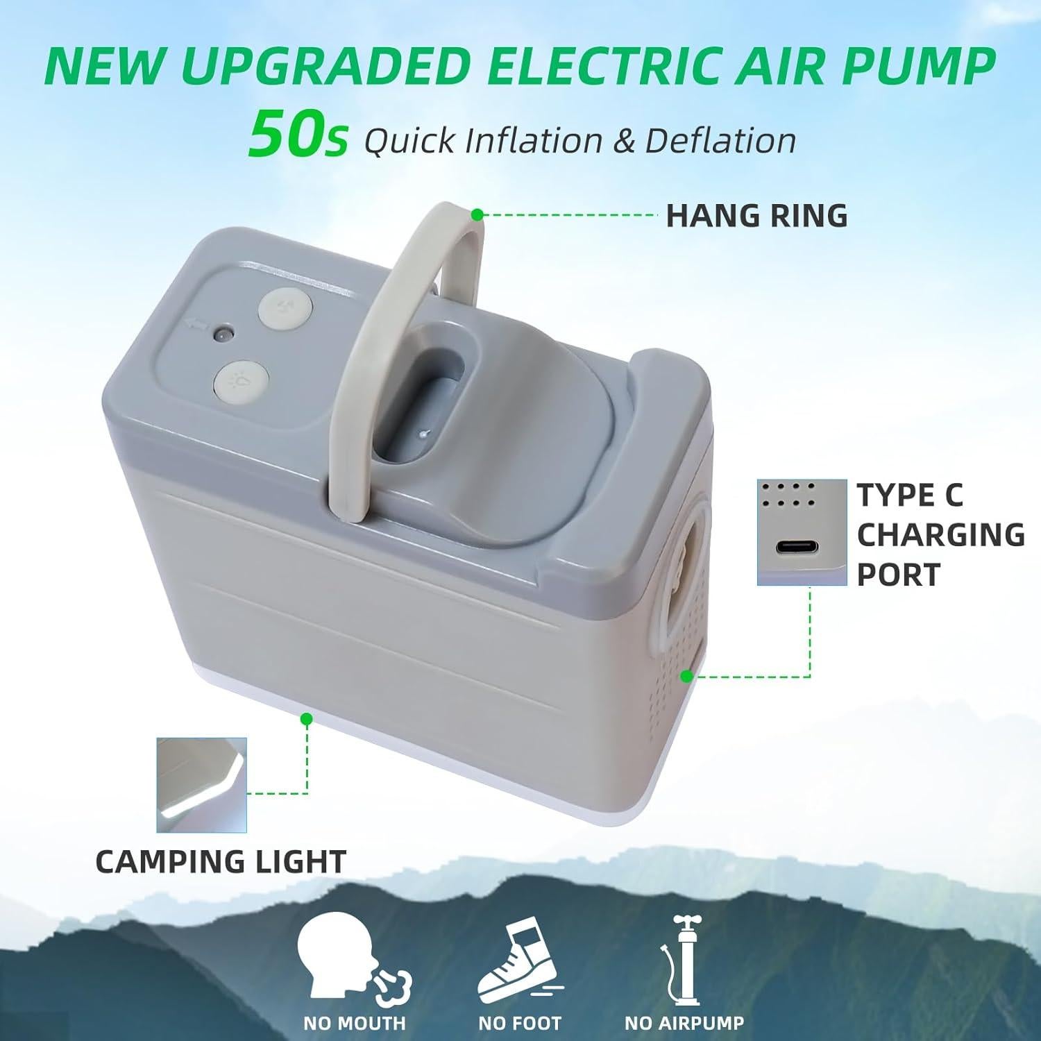 Colchoneta de Camping Autoinflable TPYOCQU 203x76 cm 4" Espuma