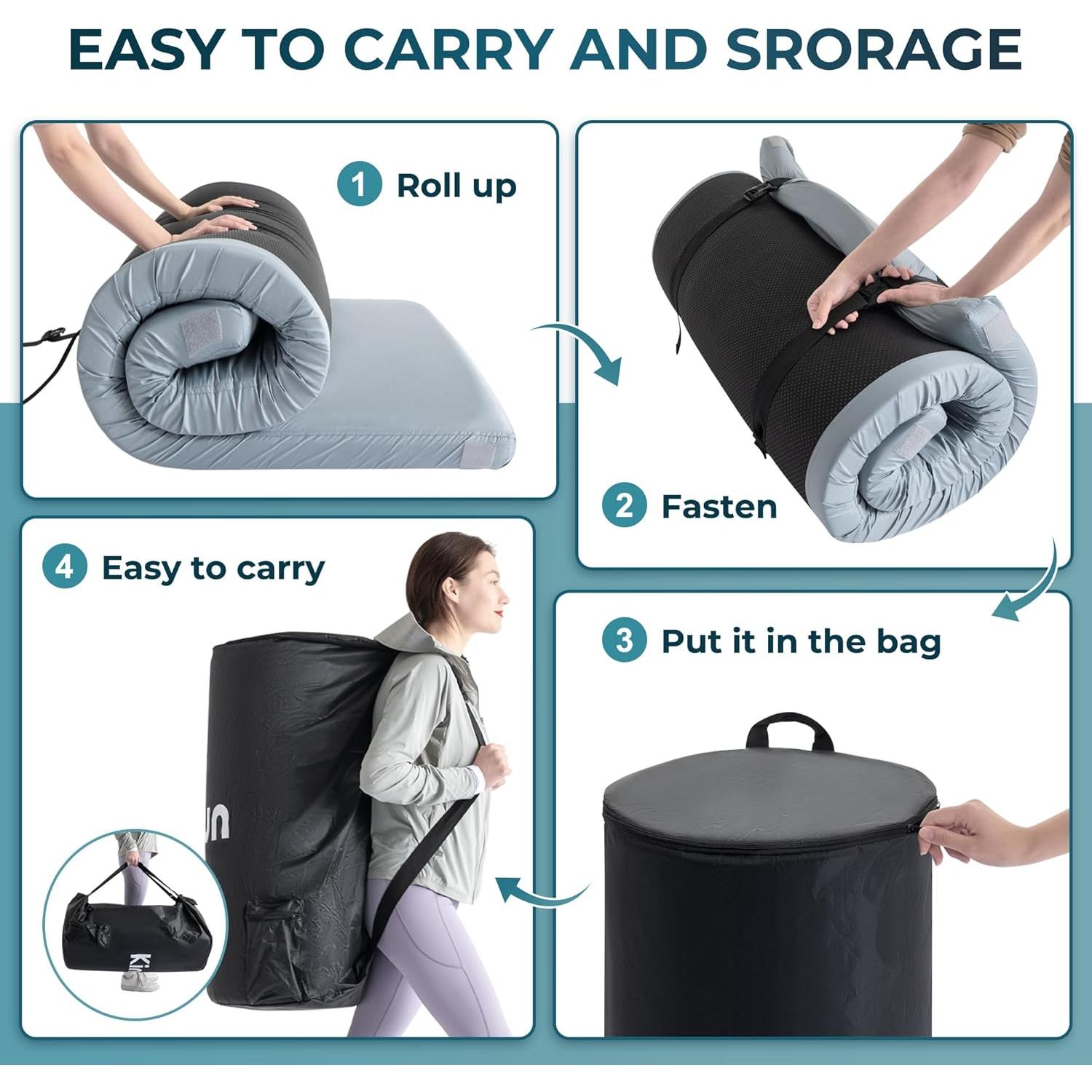 Colchón de Camping Kingfun 190.5x76.2cm Espuma Memoria Impermeable