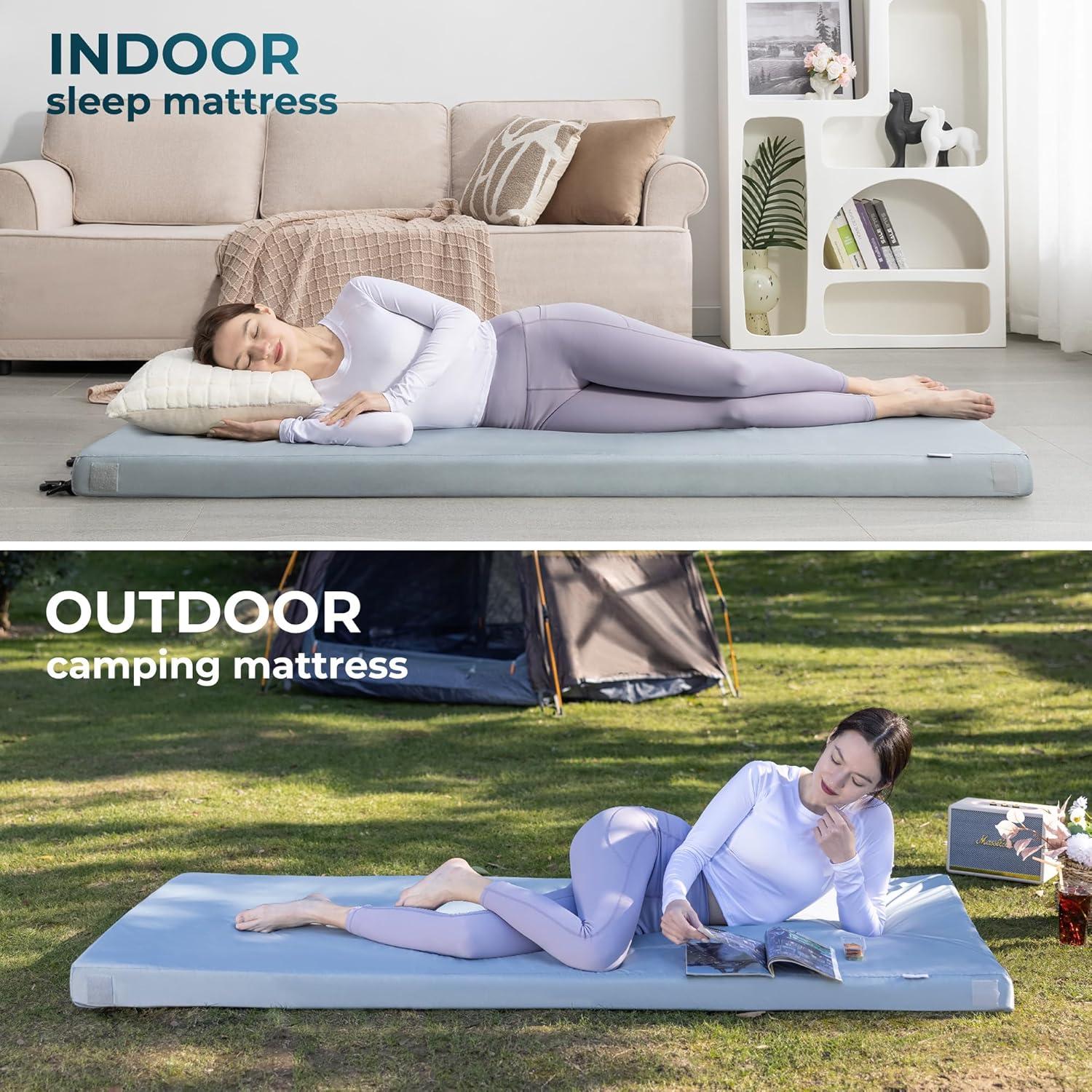 Colchón de Camping Kingfun 190.5x76.2cm Espuma Memoria Impermeable