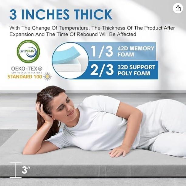 Colchón de Camping Kingfun 190.5x76.2cm Espuma Memoria Impermeable