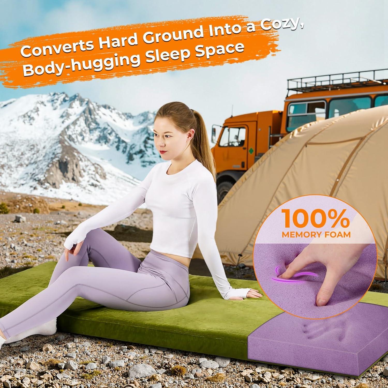 Colchón de Camping BDEUS 3" Espuma Viscoelástica Impermeable