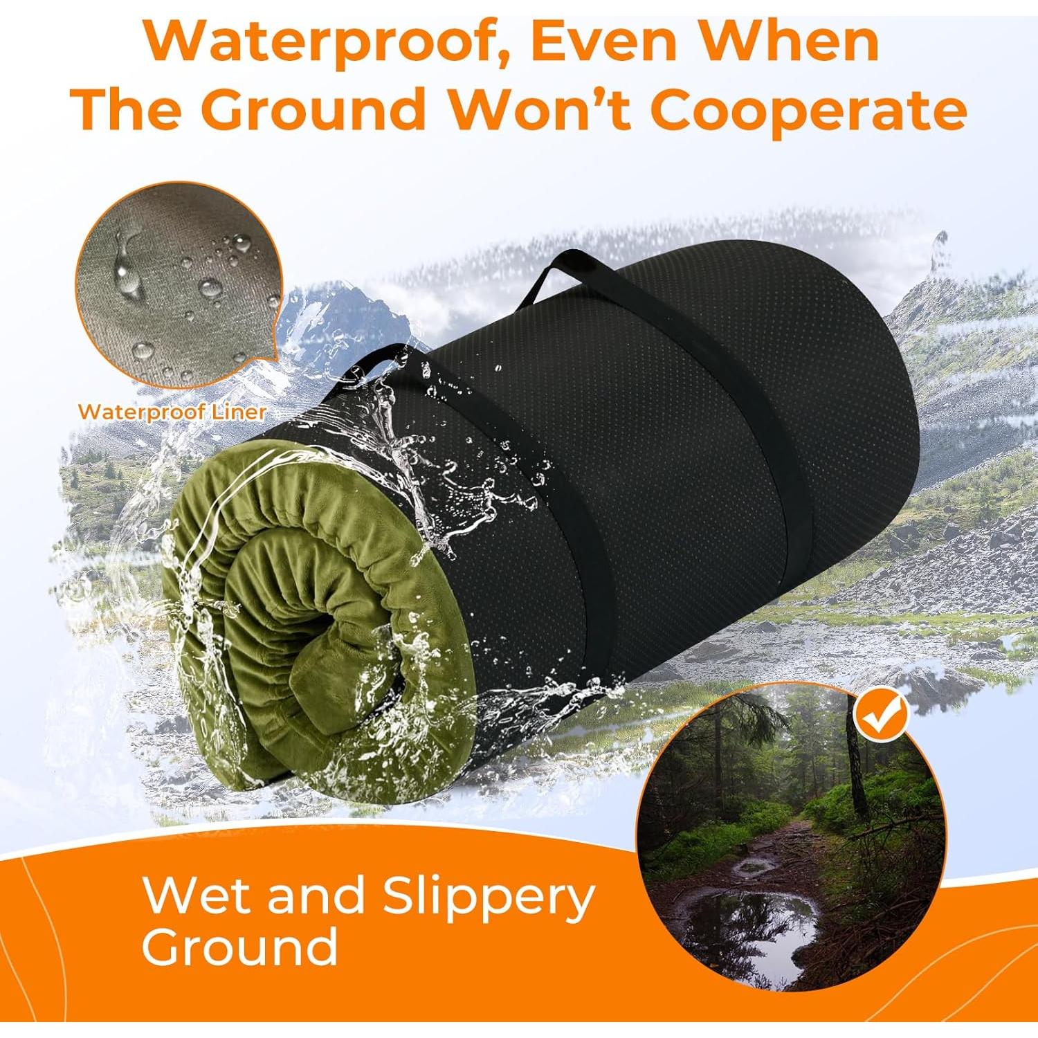 Colchón de Camping BDEUS 3" Espuma Viscoelástica Impermeable