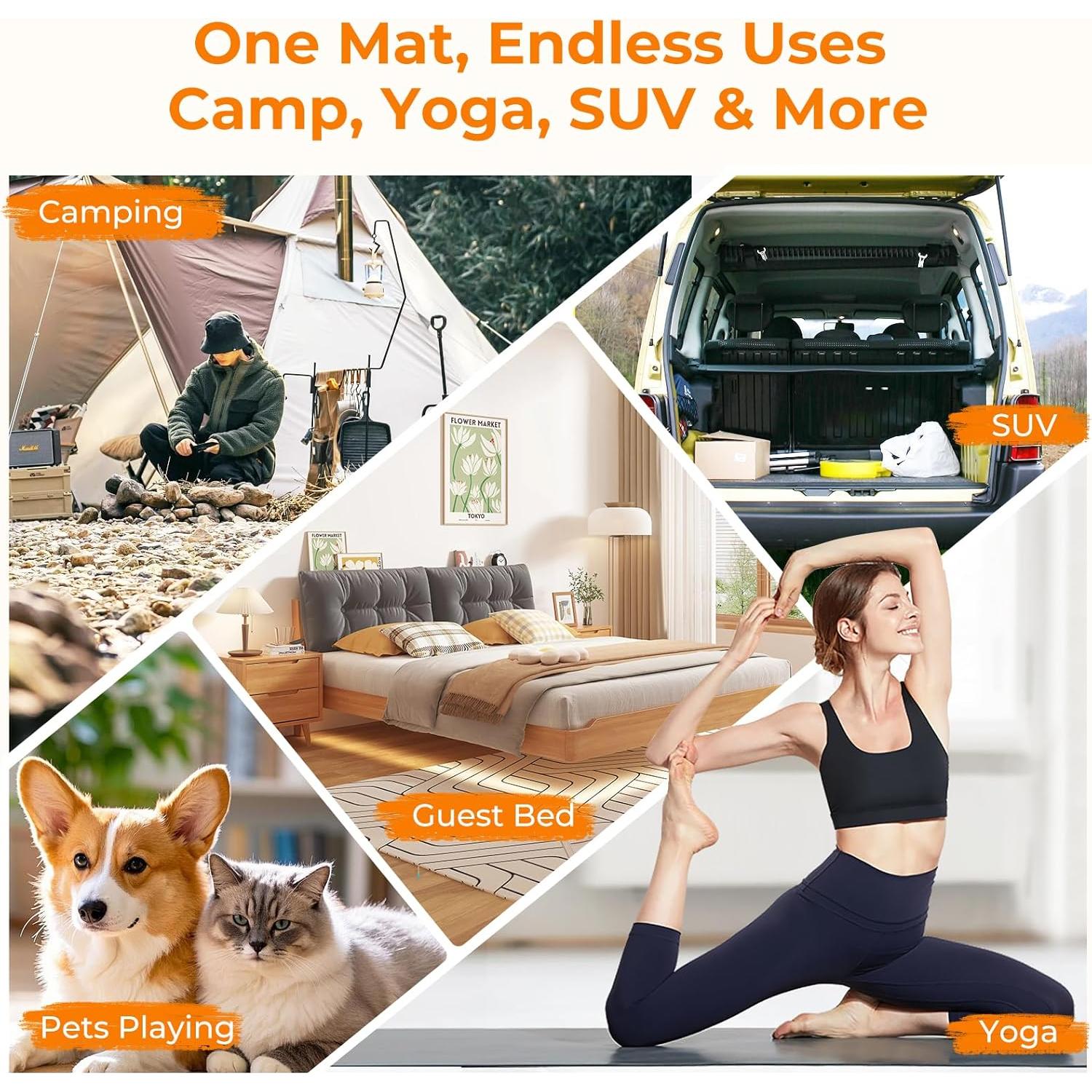 Colchón de Camping BDEUS 3" Espuma Viscoelástica Impermeable