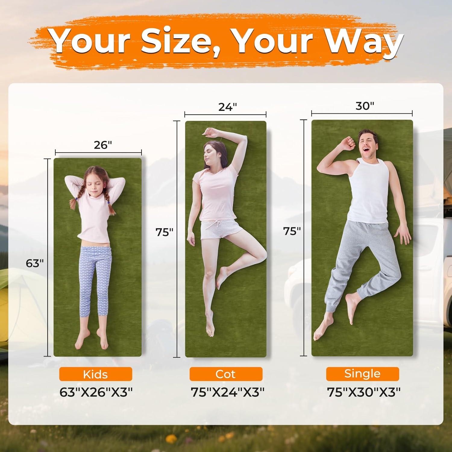 Colchón de Camping BDEUS 3" Espuma Viscoelástica Impermeable