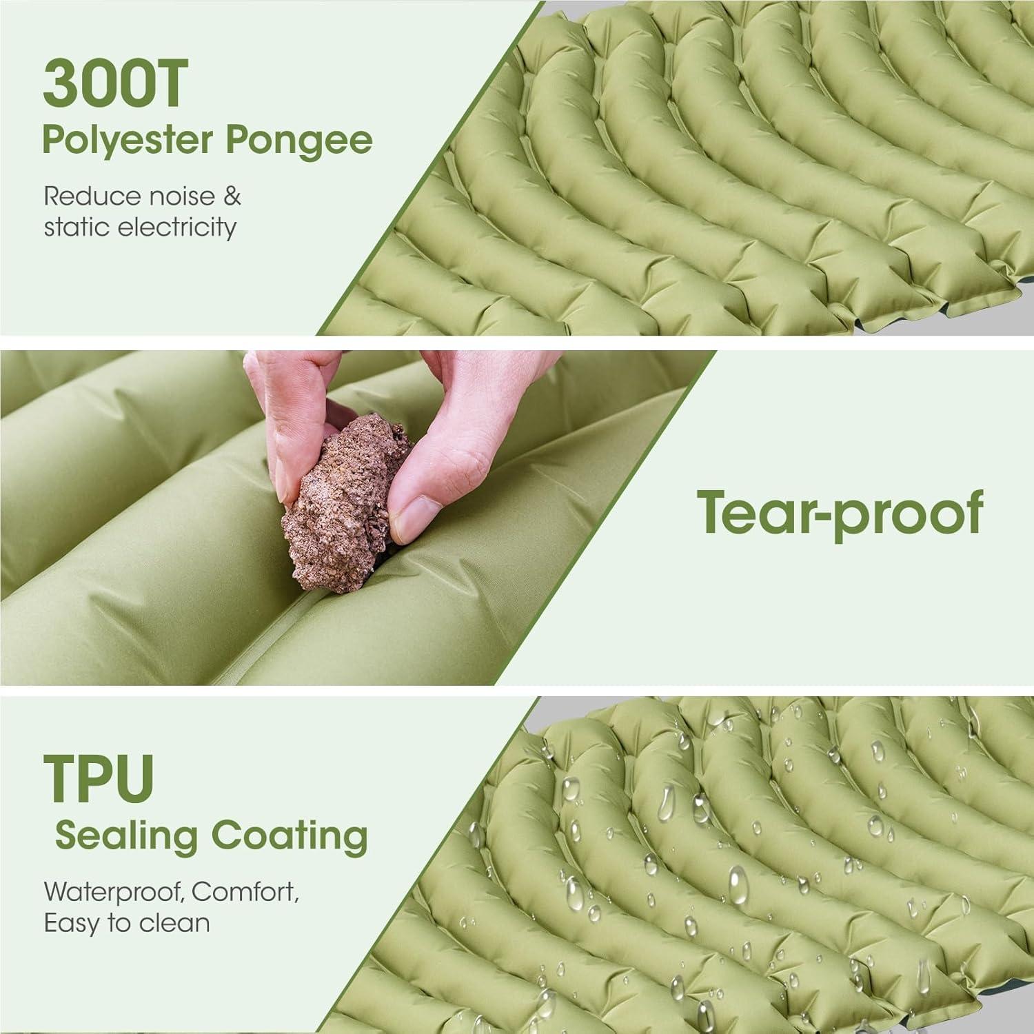 Sleeping Pad for Camping, Self Inflating Sleeping Pad Extra Thick Sleeping Mat with Pillow Built-in Foot Pump, Ultralight Inflatable Sleeping Pads Connectable Air Mattress for Backpacking