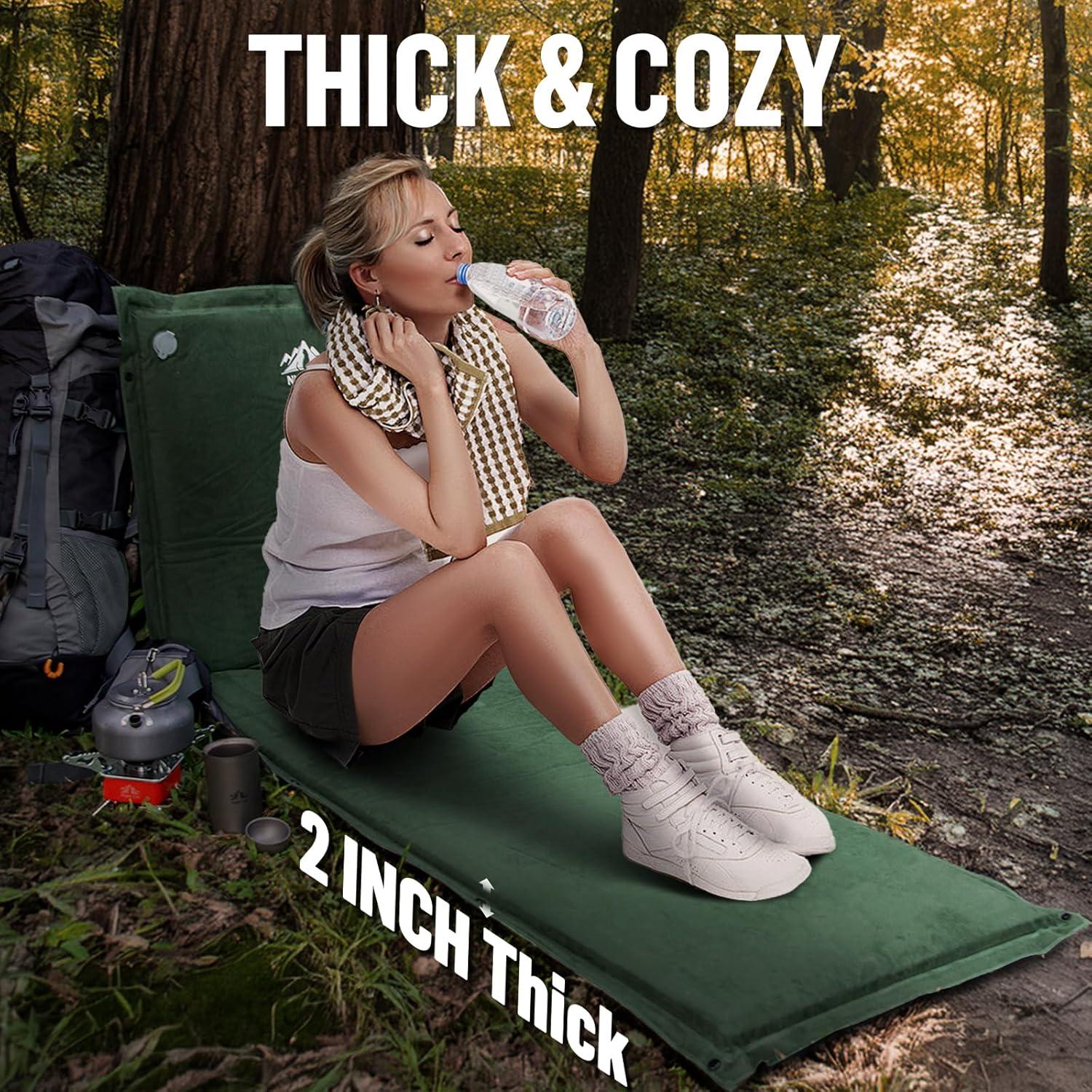 Night Cat Self-Inflating Sleeping Pad: Camping Mattress Single Memory Foam for Hiking - Comfortable Camping Mat Air for Outdoor