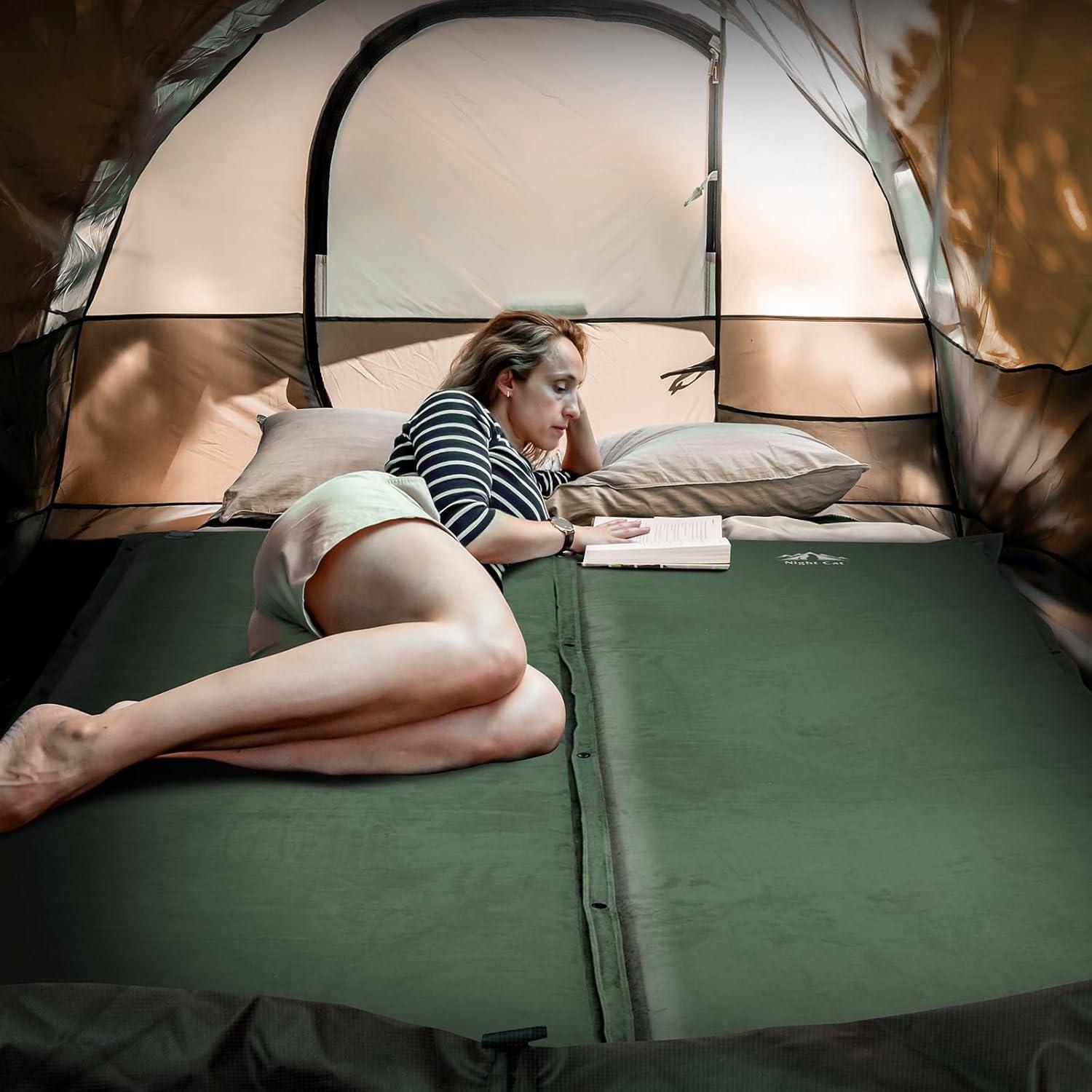 Night Cat Self-Inflating Sleeping Pad: Camping Mattress Single Memory Foam for Hiking - Comfortable Camping Mat Air for Outdoor