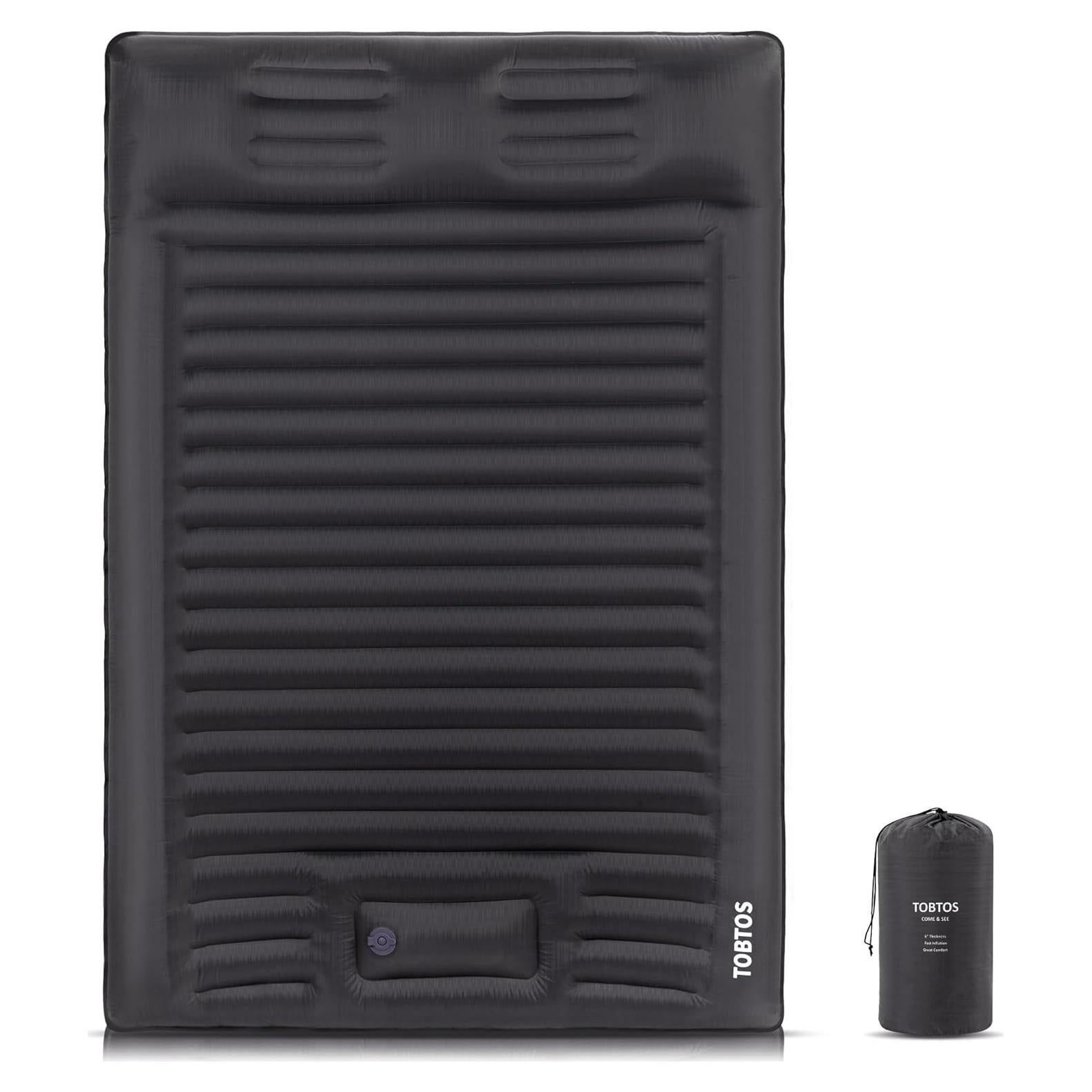 Colchón Inflable Doble TOBTOS 15.24 cm para Camping con Almohada