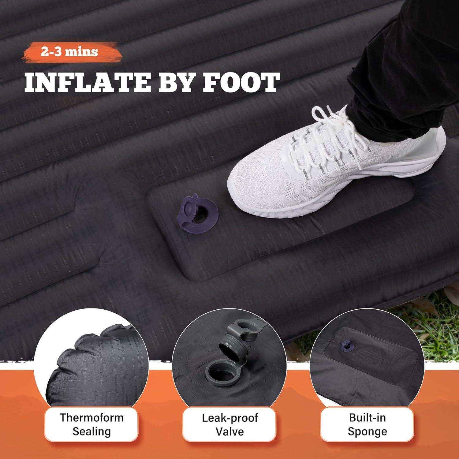 Colchón Inflable Doble TOBTOS 15.24 cm para Camping con Almohada