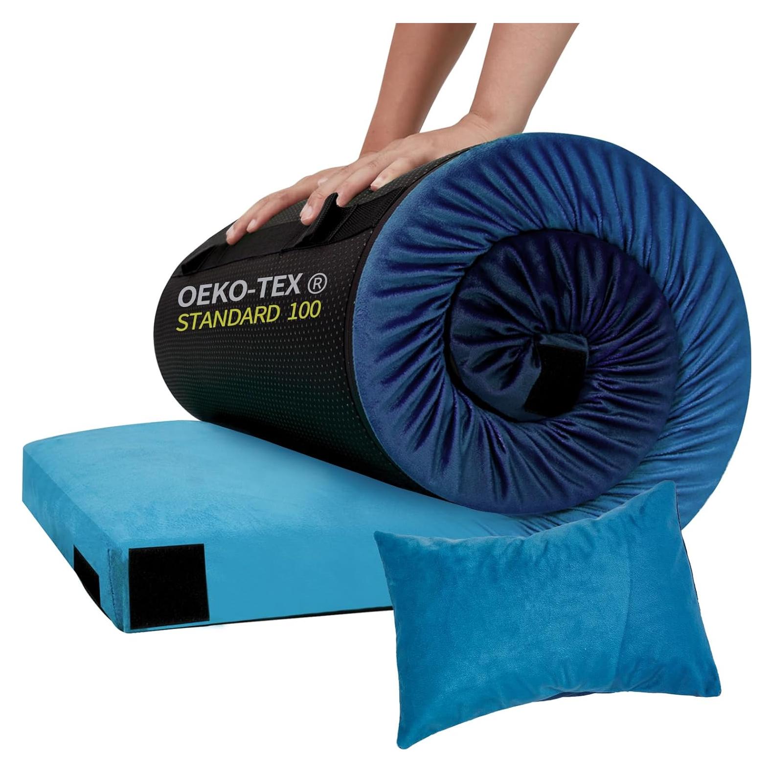 Colchoneta de Camping BUPPLEE Viscoelástica 182.88x60.96cm Azul