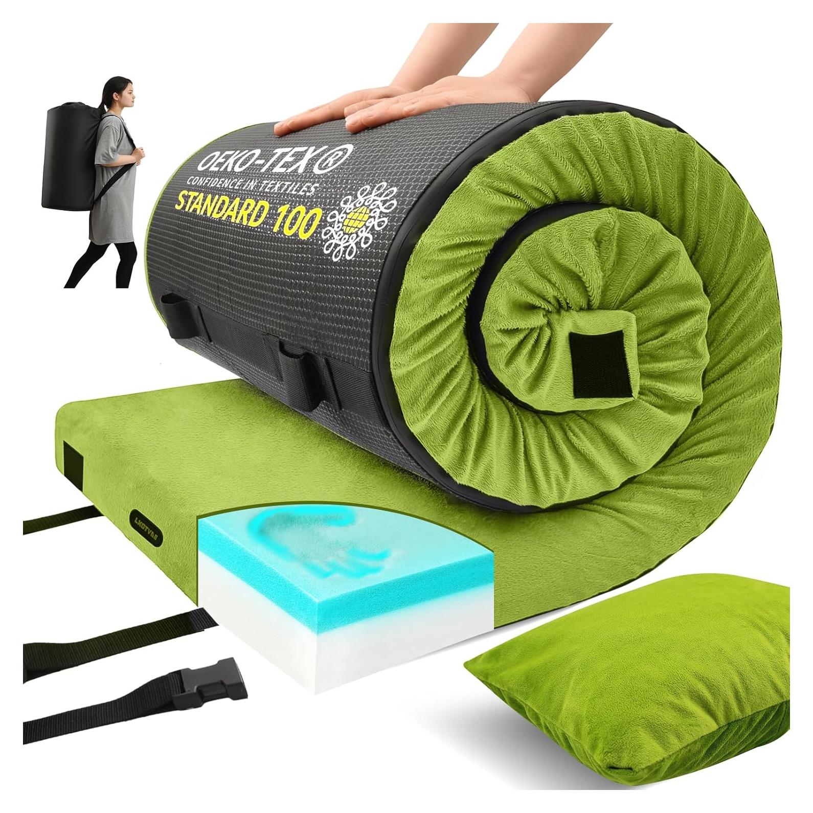 Colchón de Camping Lxotvae Twin XL Espuma Viscoelástica Azul