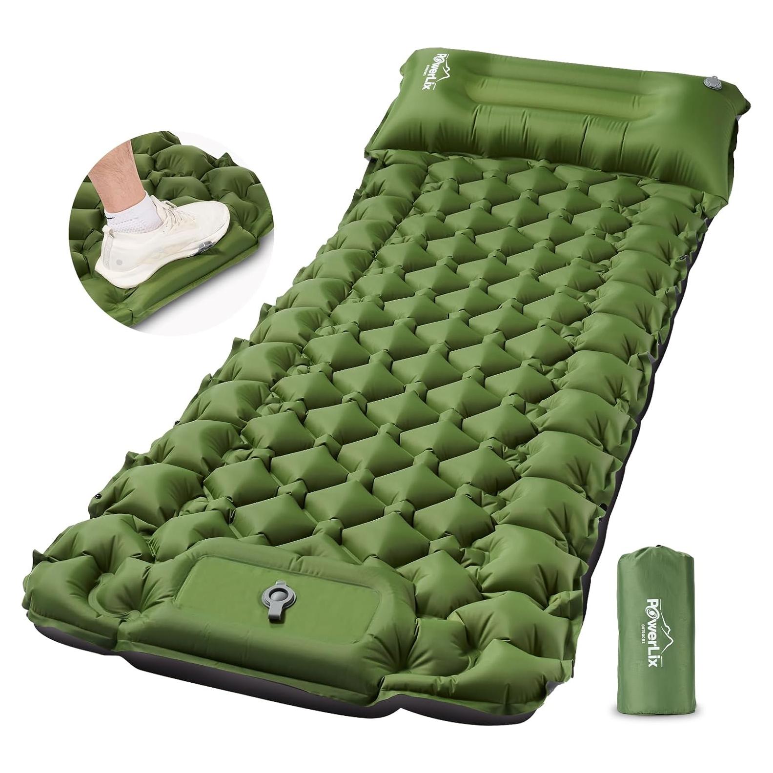 Almohadilla de Camping POWERLIX Pro Autoinflable Verde 0.94 kg